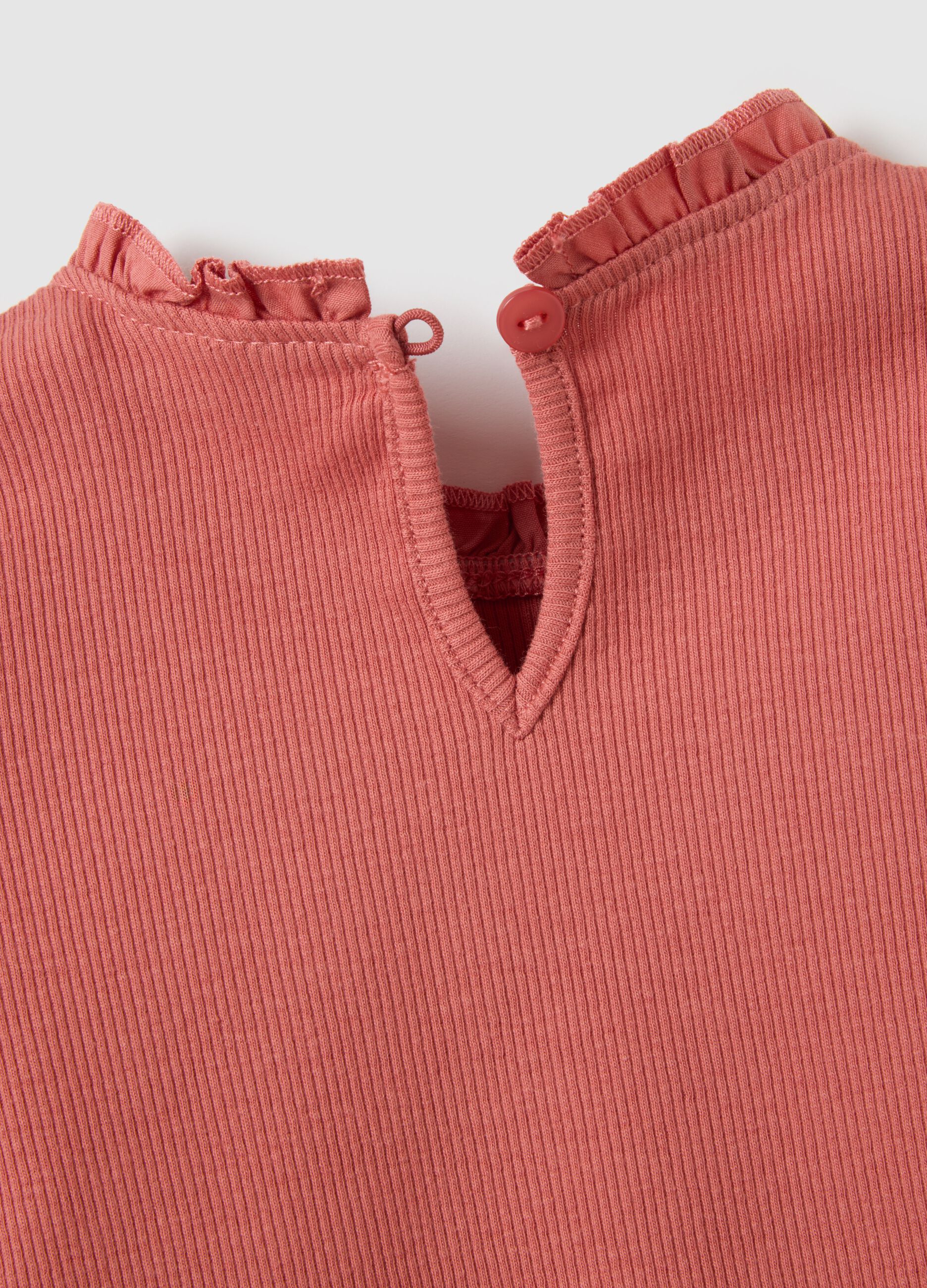 Maglietta da bambina in cotone elasticizzato rossa regular fit