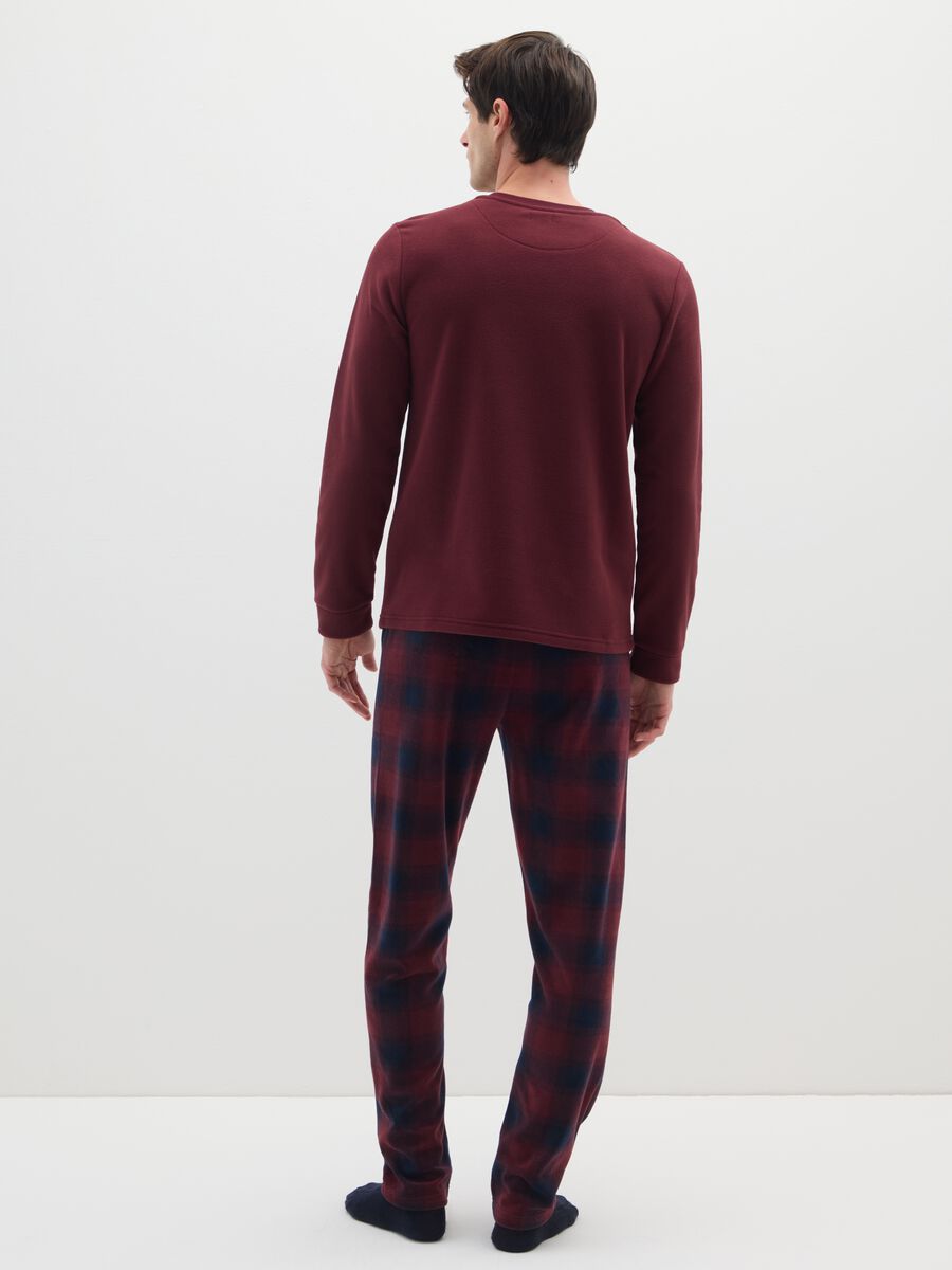 Red plaid fleece regular fit pyjama_2