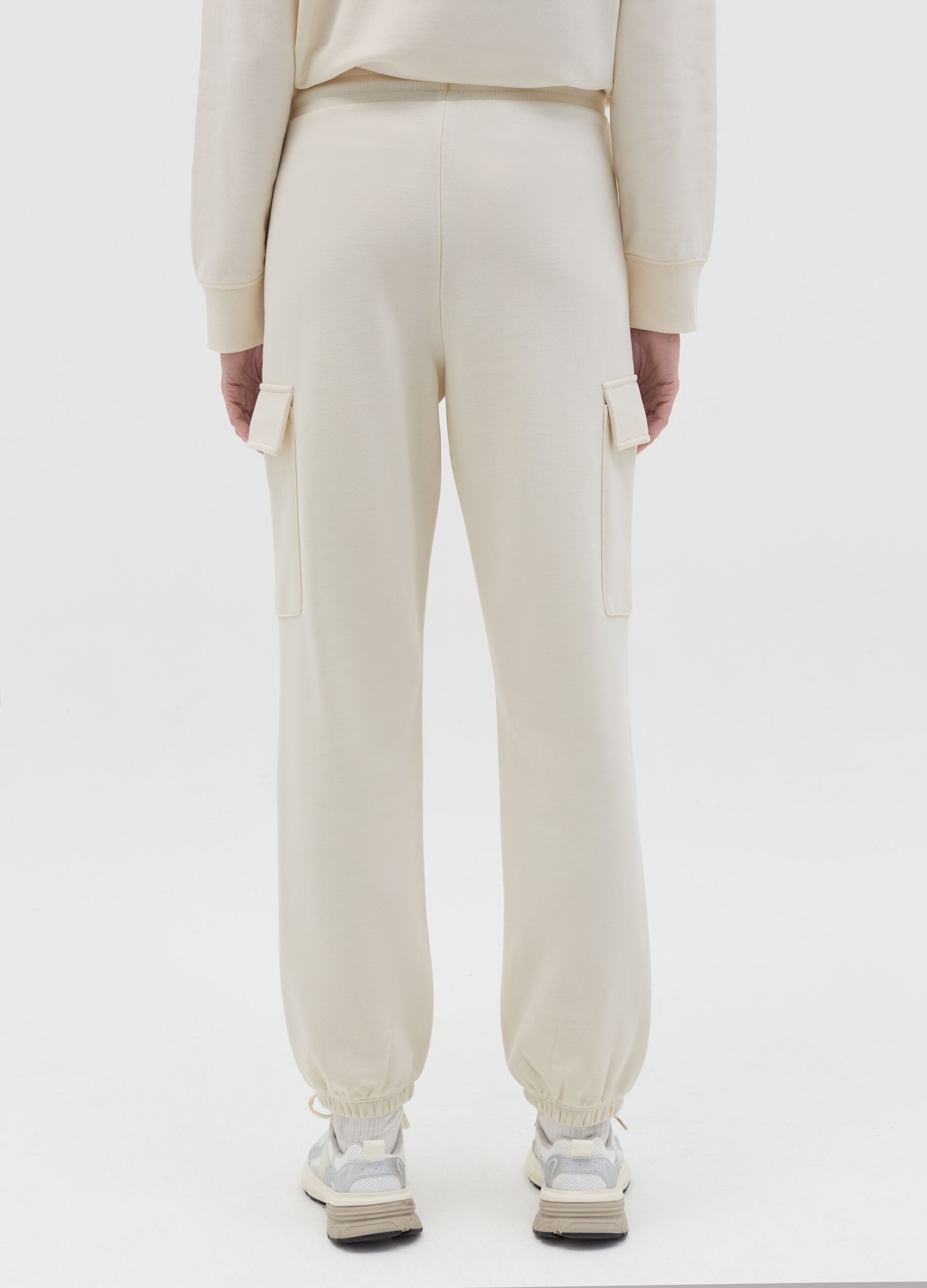Cargo joggers in fleece with drawstring