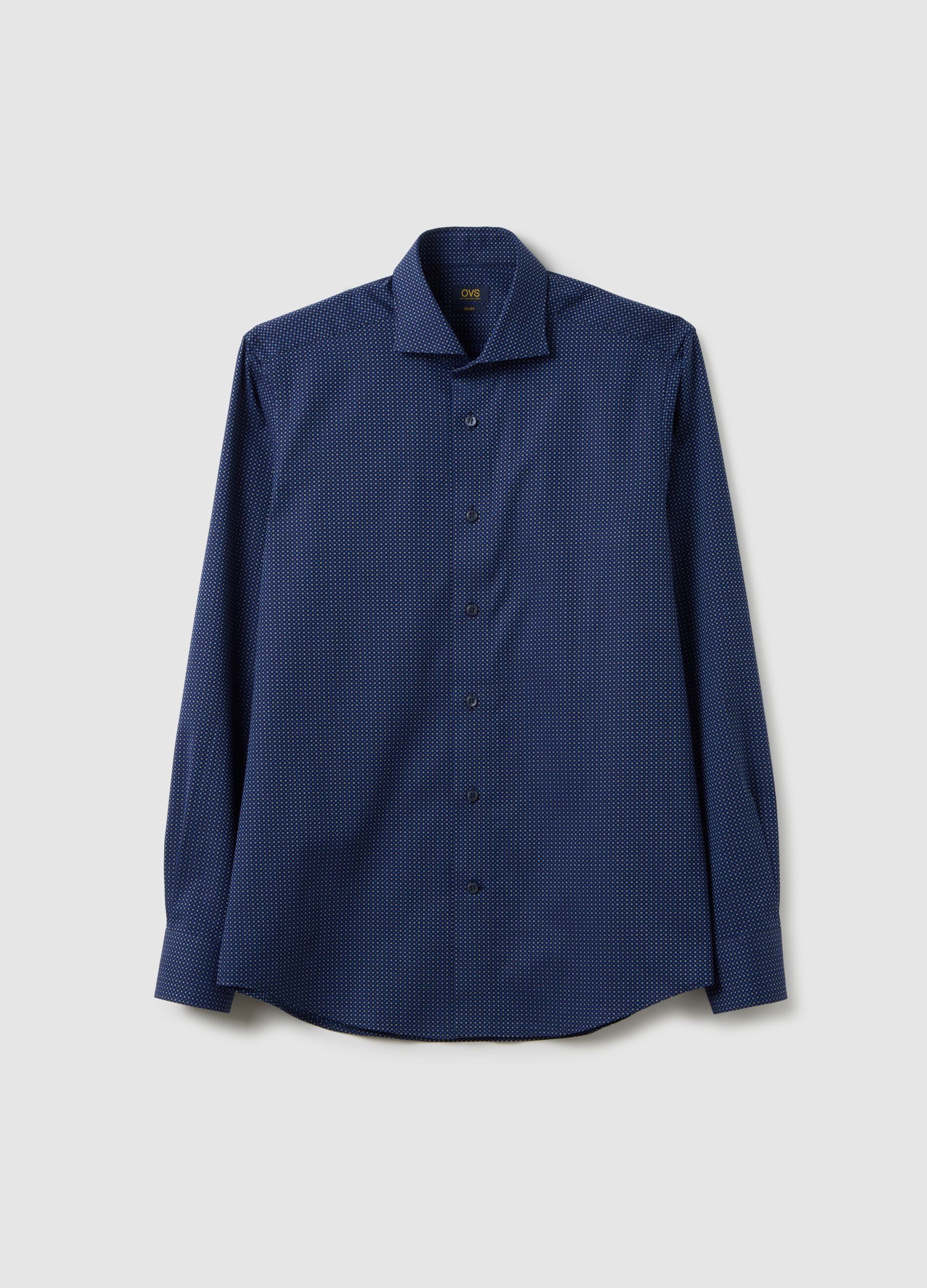 Camicia in puro cotone blu slim fit