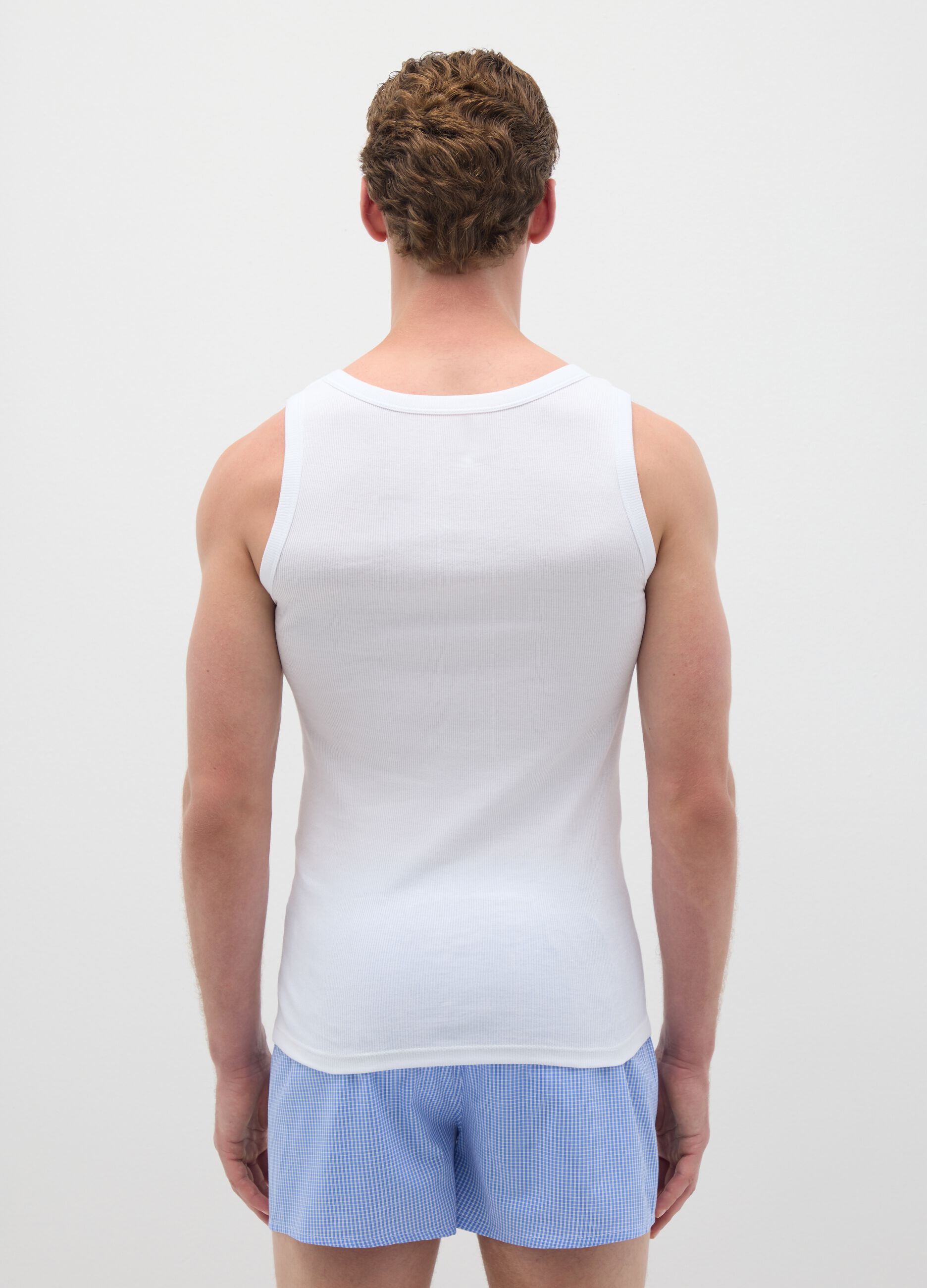 Men's white pure cotton tank top