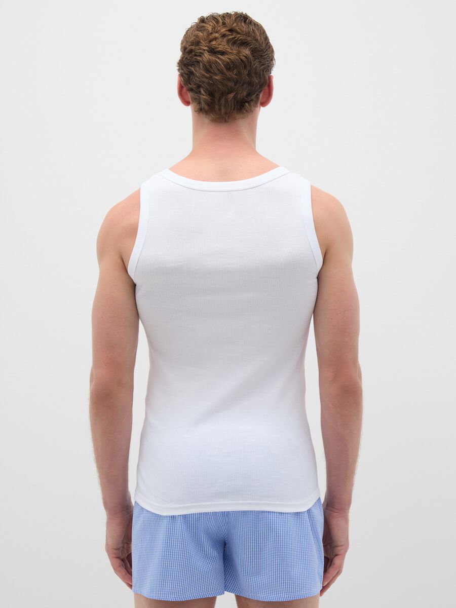 Men's white pure cotton tank top_3