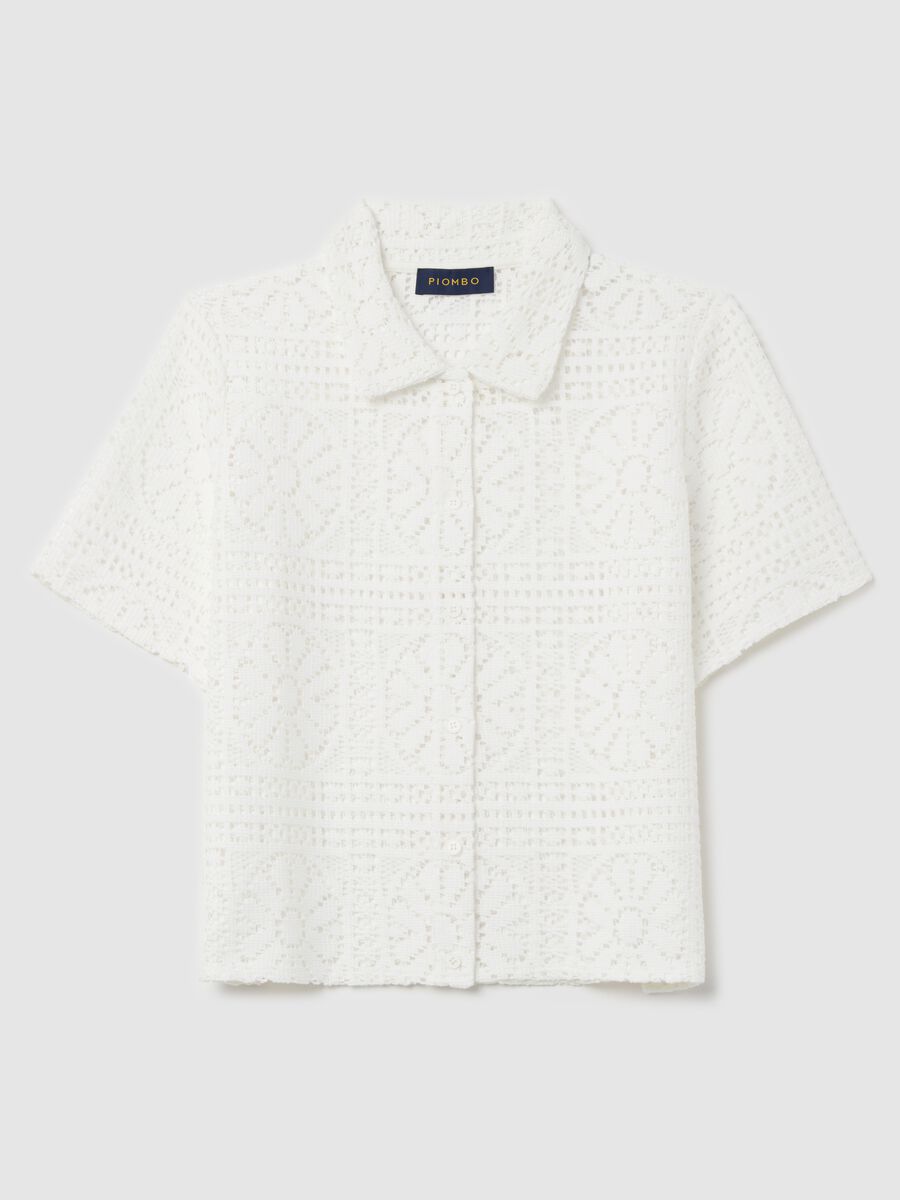 White polo shirt in lace_4