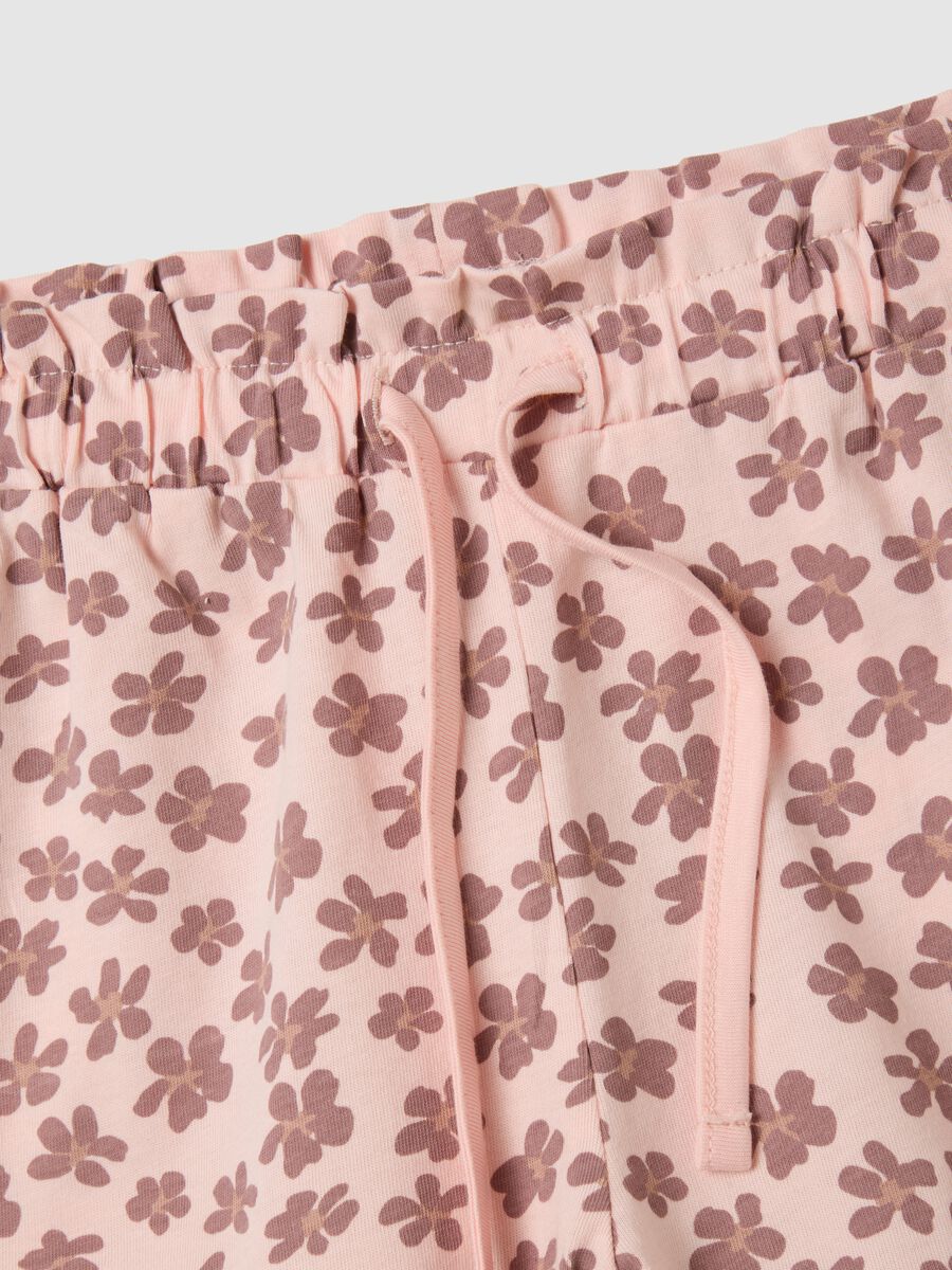 Girl's pure cotton pink regular fit shorts with ruffles_2