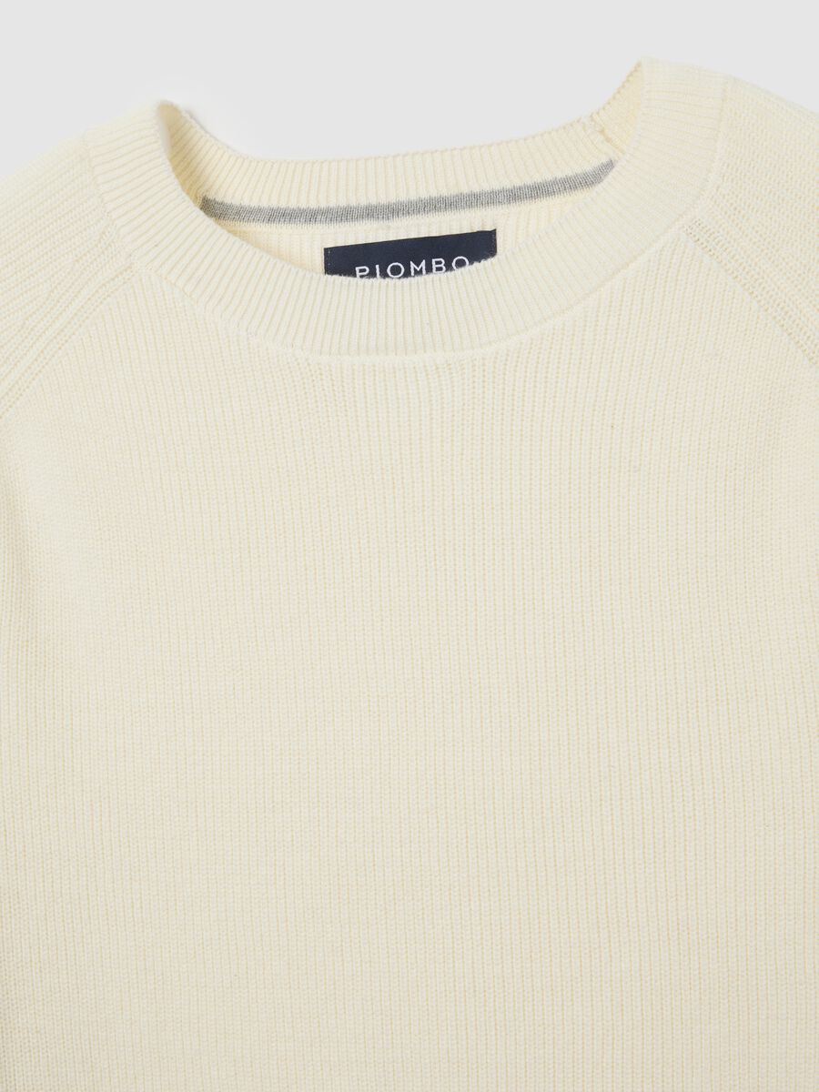 Beige pure cotton sweatshirt regular fit with crew neck_5