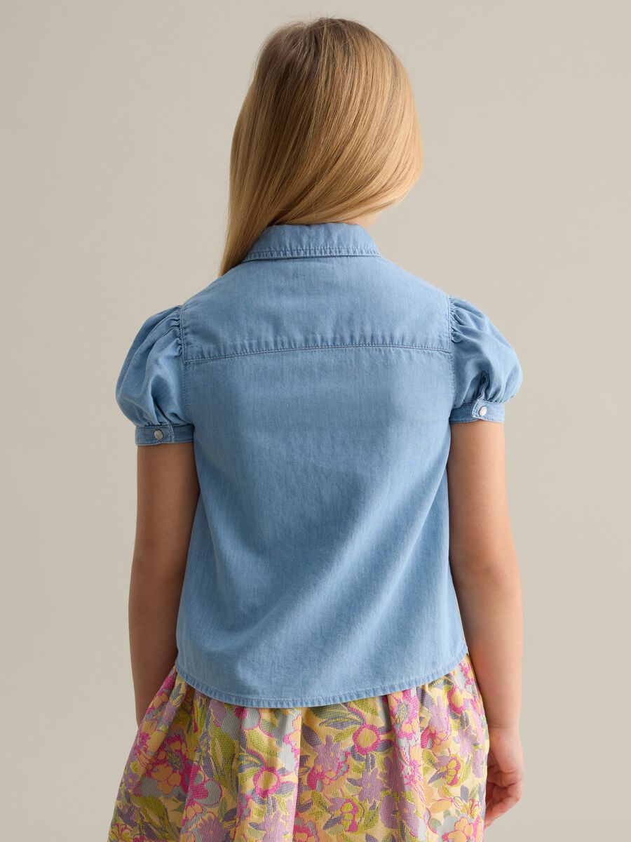 Denim shirt with diamanté logo_2