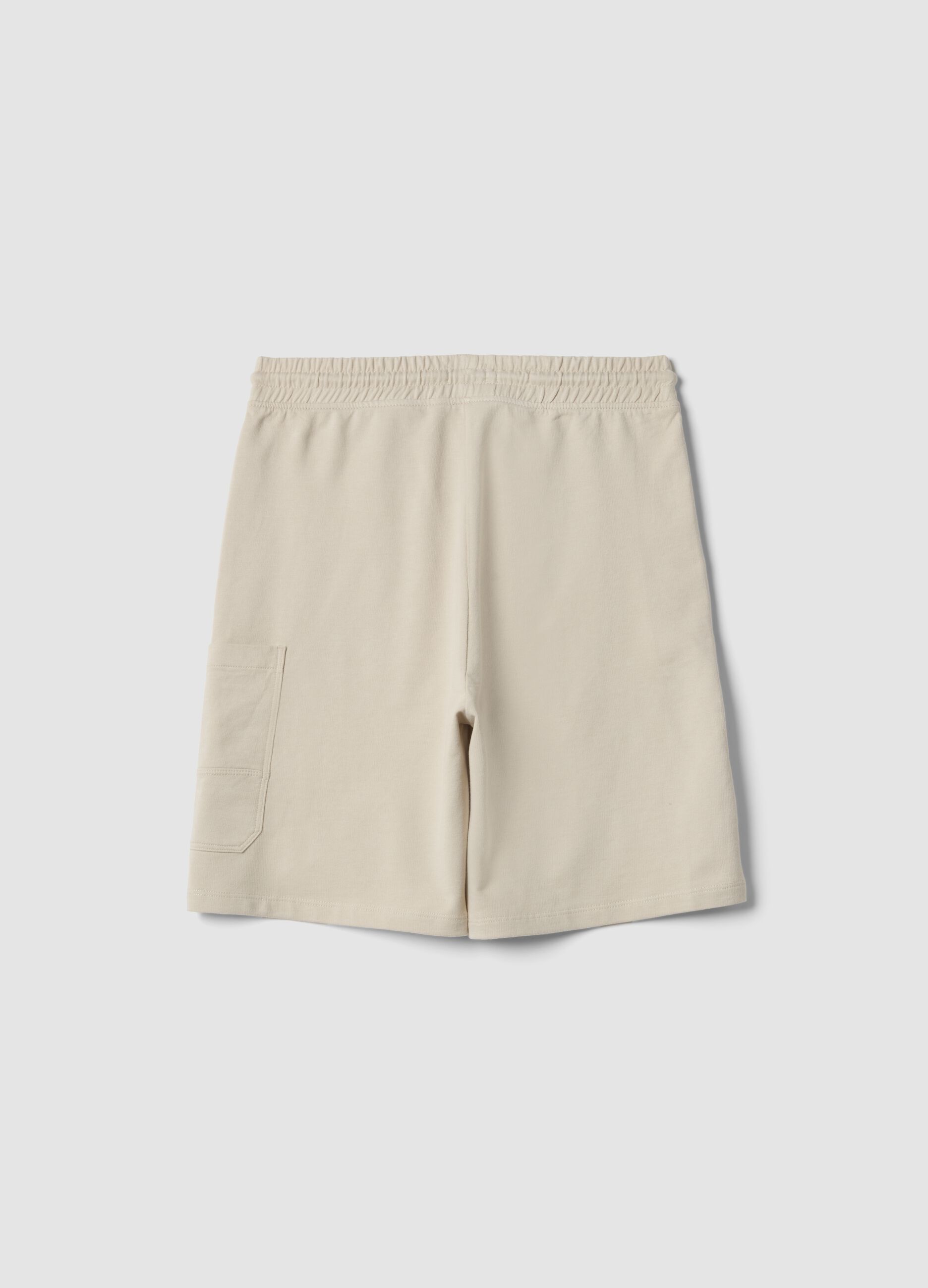 Boy's beige oversized fit pure cotton cargo shorts