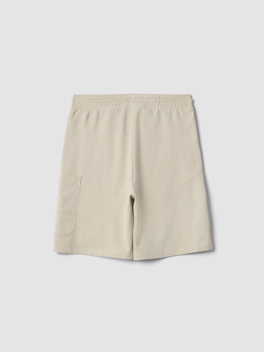 Boy's beige oversized fit pure cotton cargo shorts_4