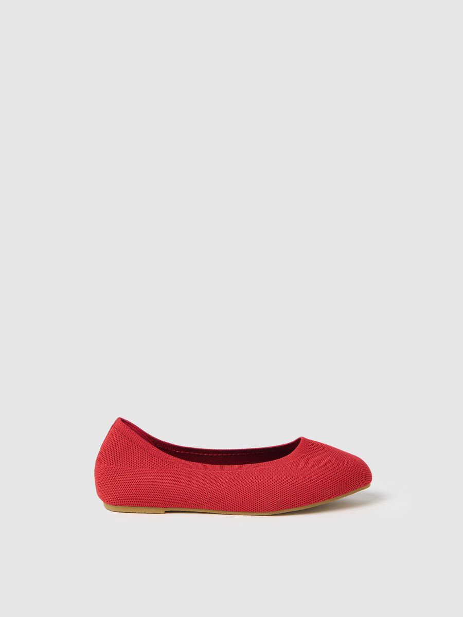 Ovs Red Mesh Fabric Ballet Flats_0