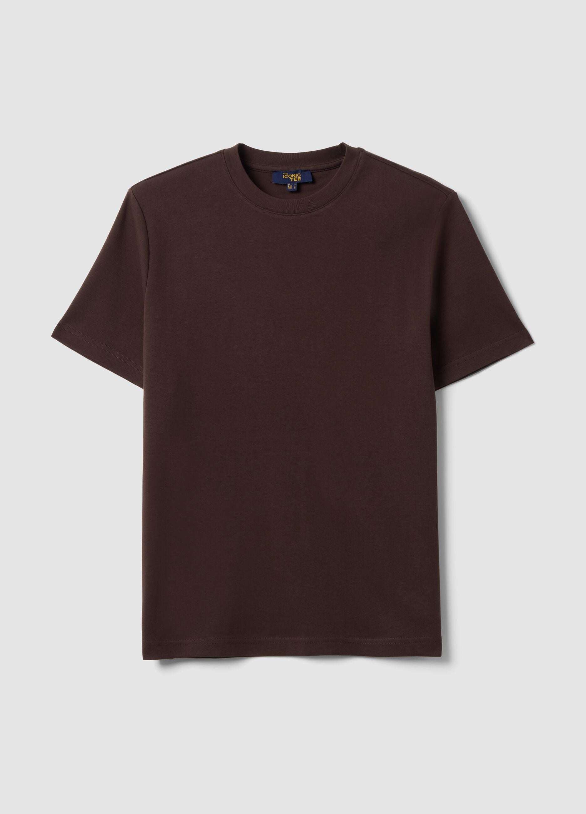 Brown pure cotton short-sleeve regular-fit T-shirt