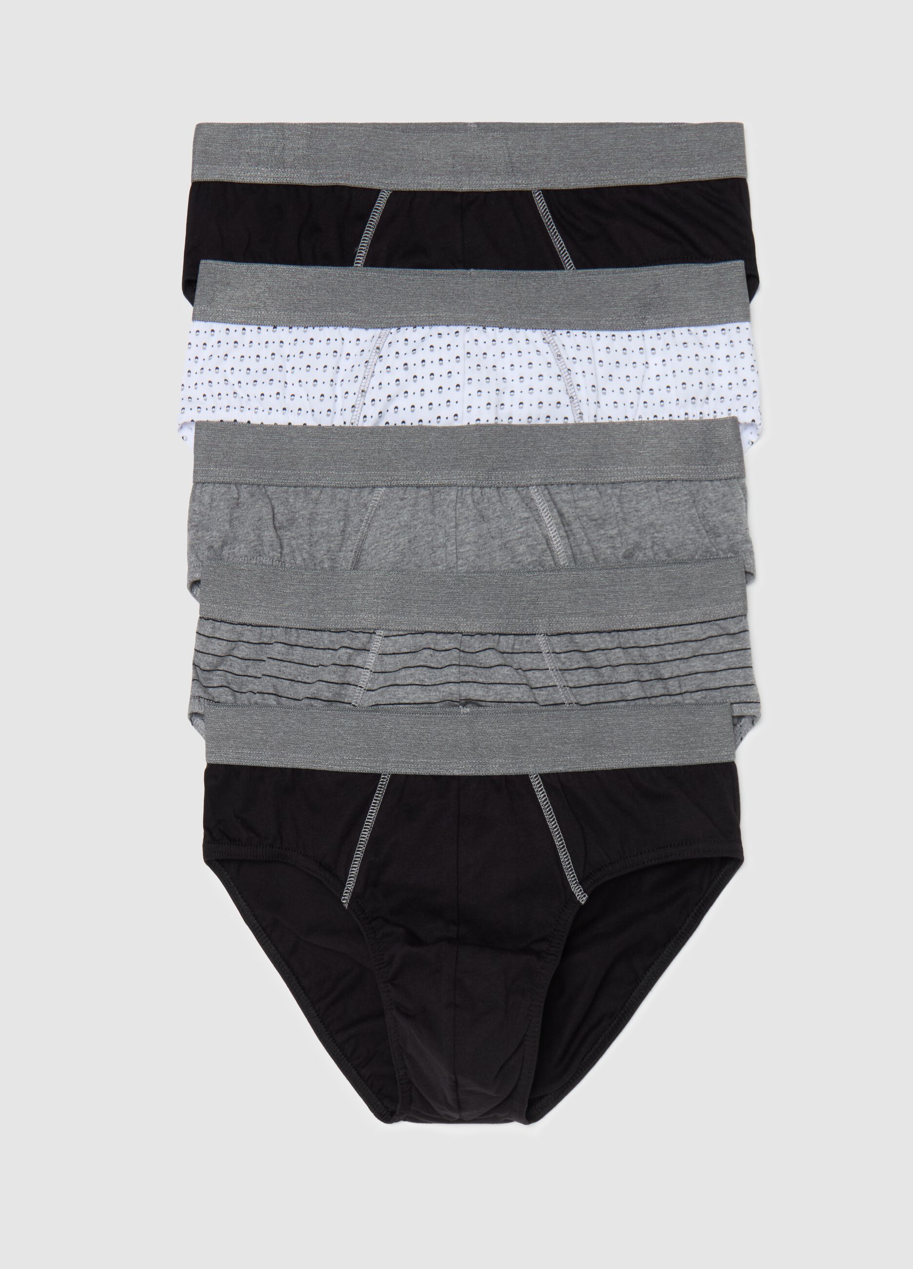 Five-pack briefs in organic cotton with striped pattern