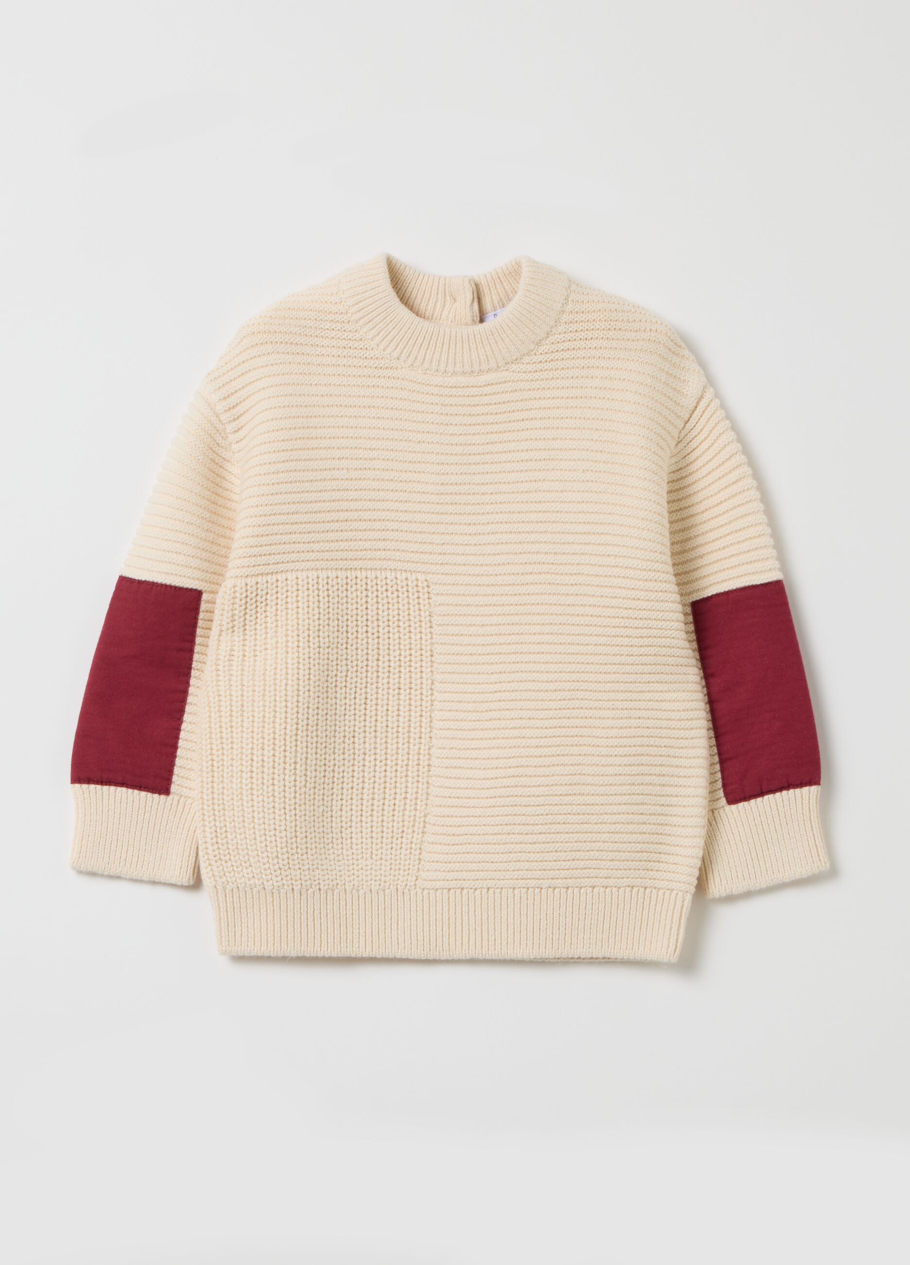 Beige cotton knitted pattern sweater