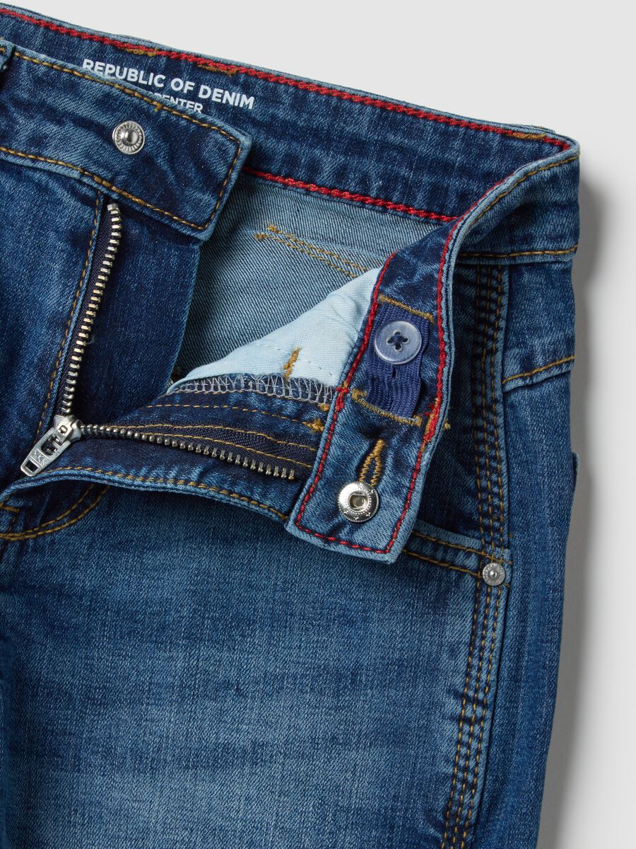 Children's blue stretch cotton wide leg jeans_2