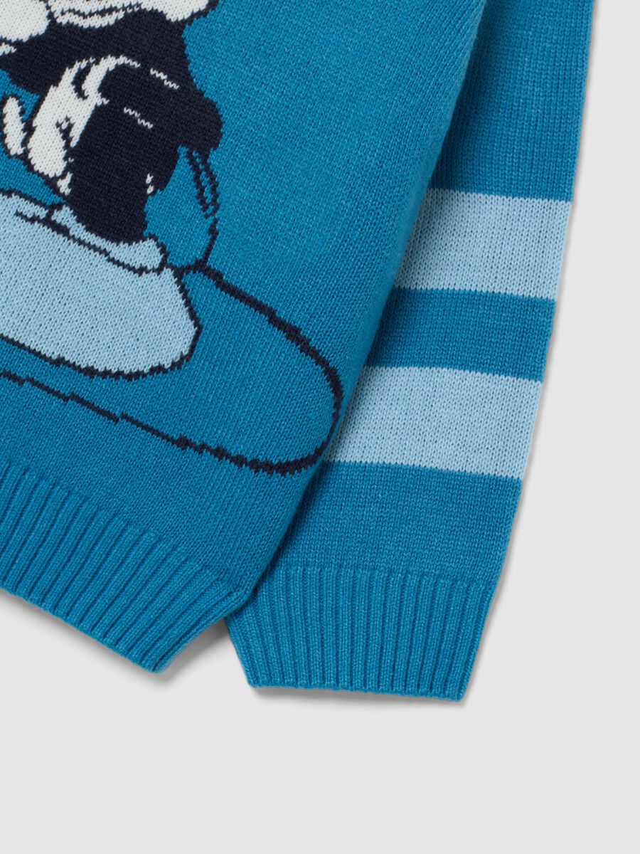 Blue children's regular fit sweater with Disney print and striped sleeves_3