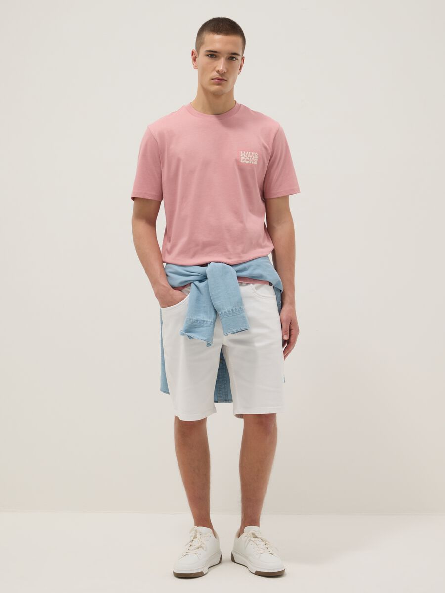 T-shirt a maniche corte in puro cotone rosa relaxed fit con stampa_1