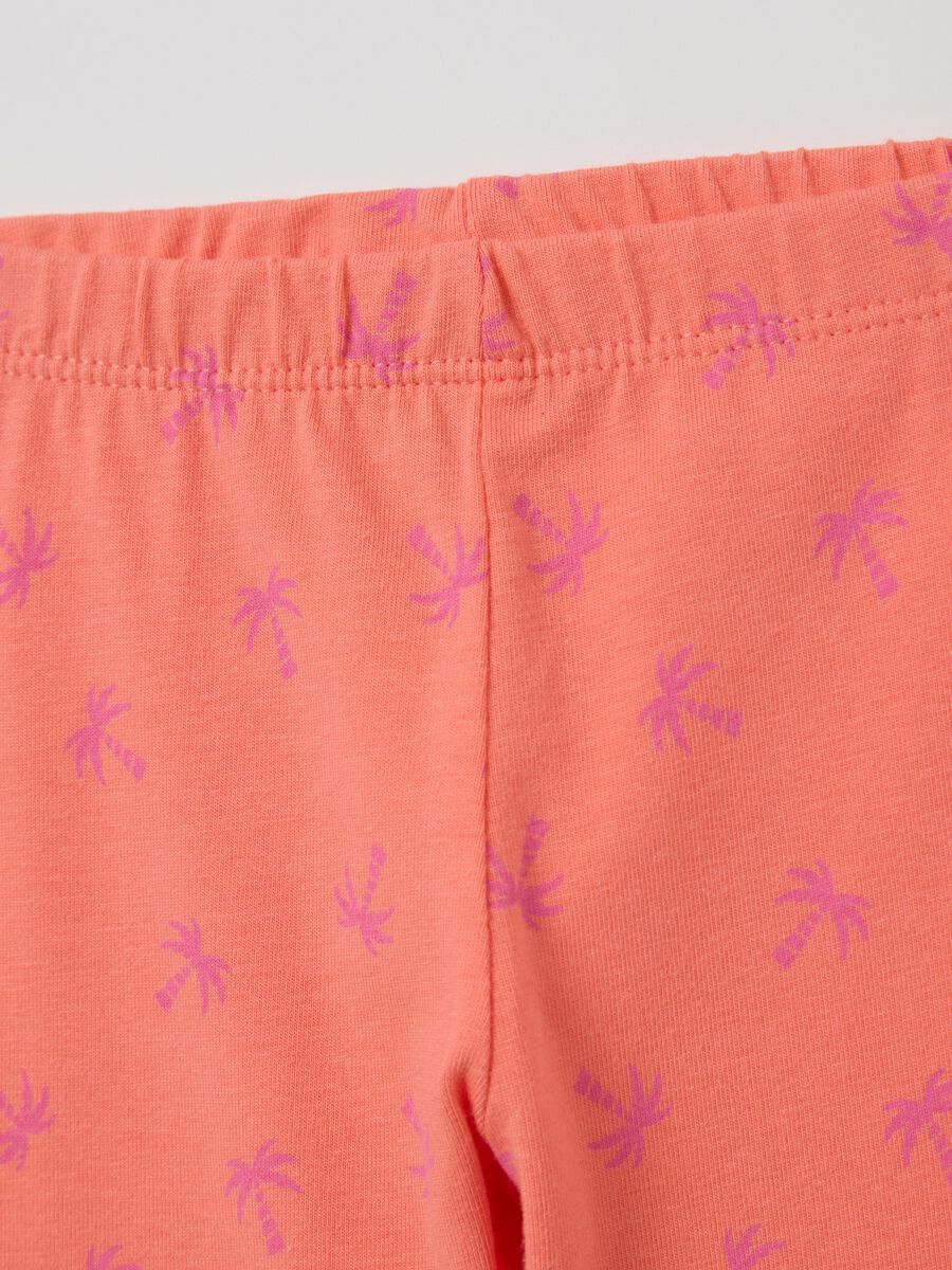 Two-pack pink and orange three-quarter leggings with print_3