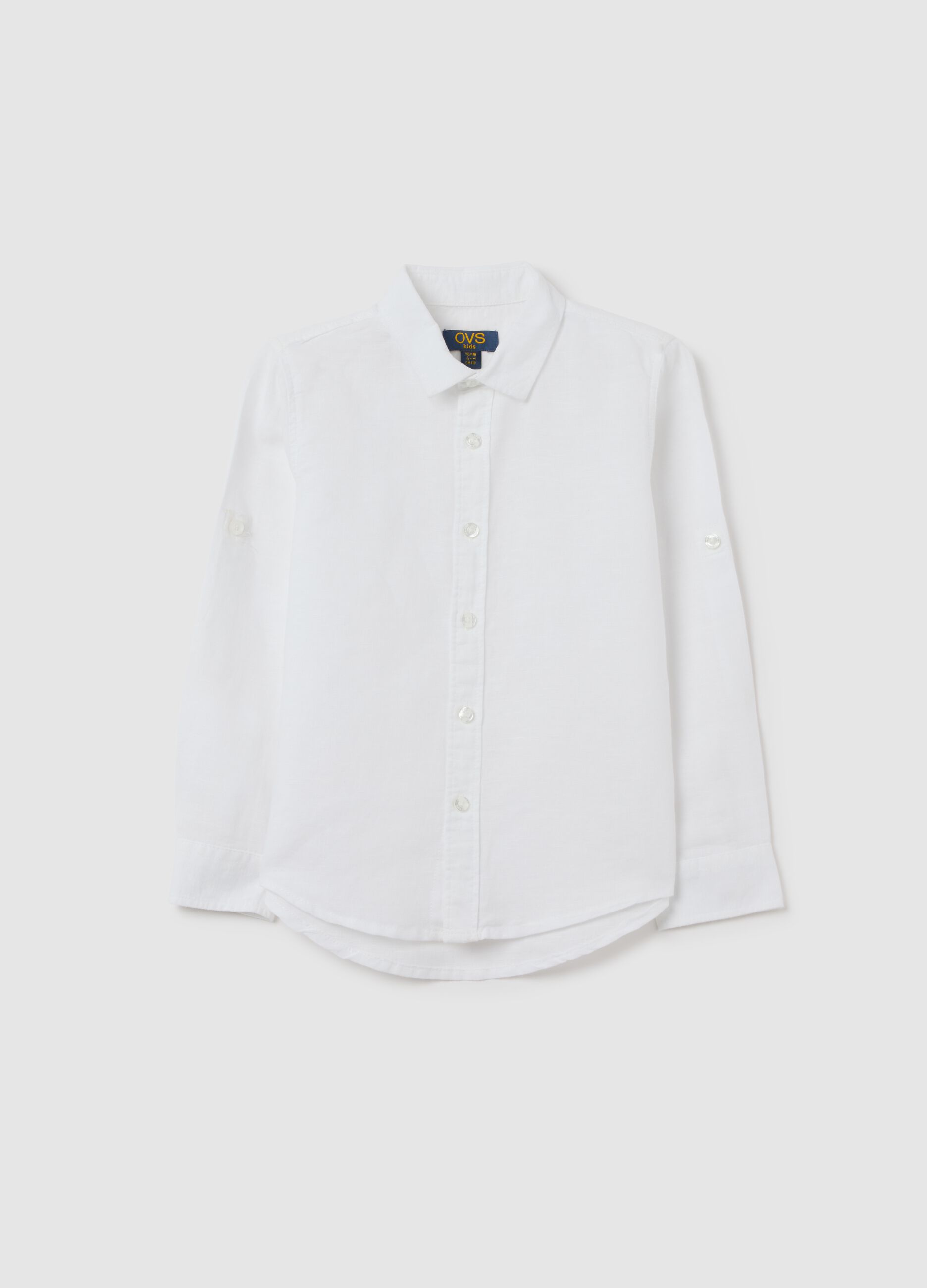 White linen and cotton shirt for boys