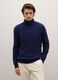 Blue regular fit turtleneck with jacquard pattern_0