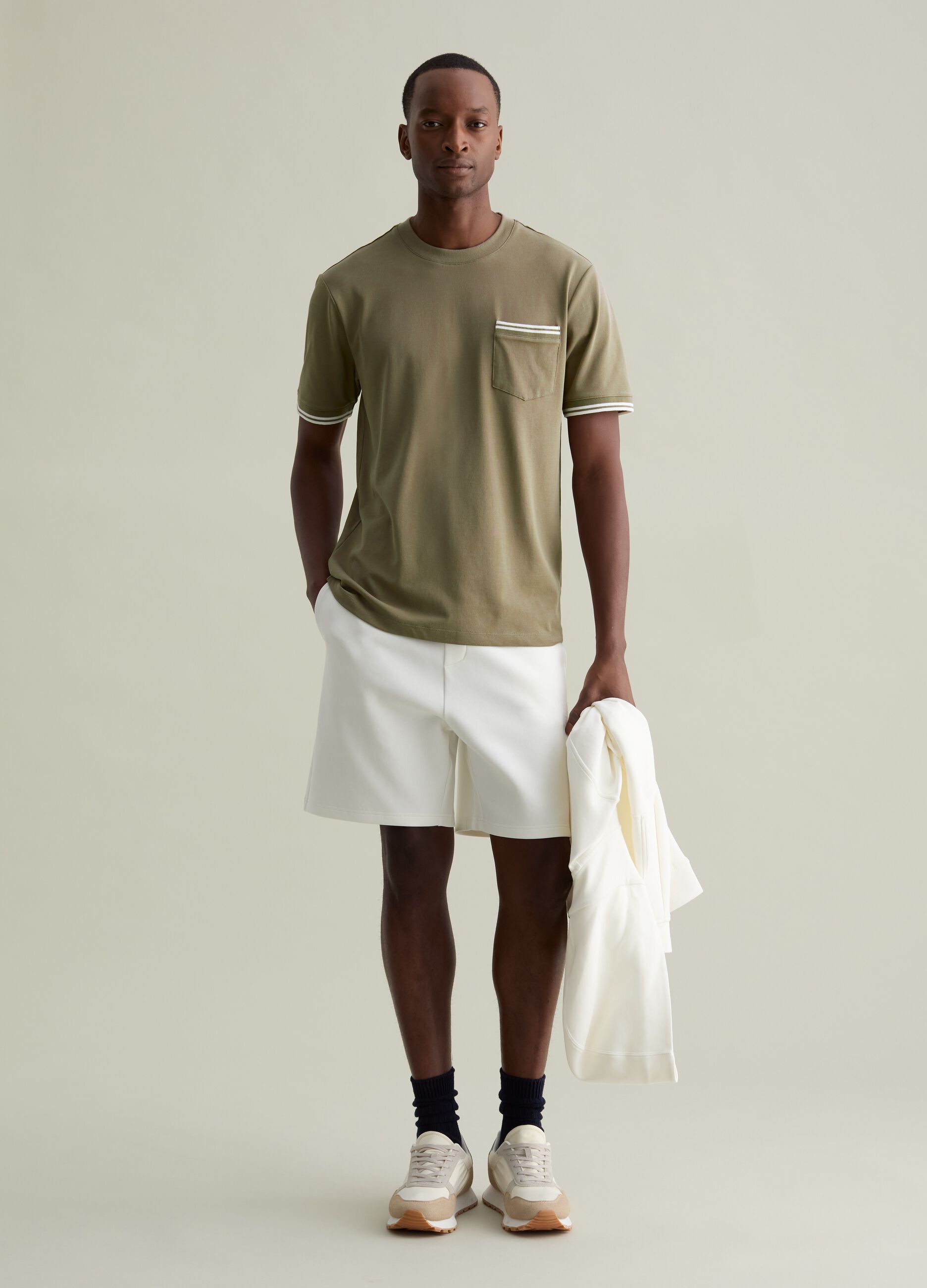 T-shirt with striped details and pocket