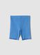Blue ribbed stretch-cotton shorts for baby girls, regular fit_0
