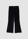 Black ribbed stretch cotton and modal flare trousers_0