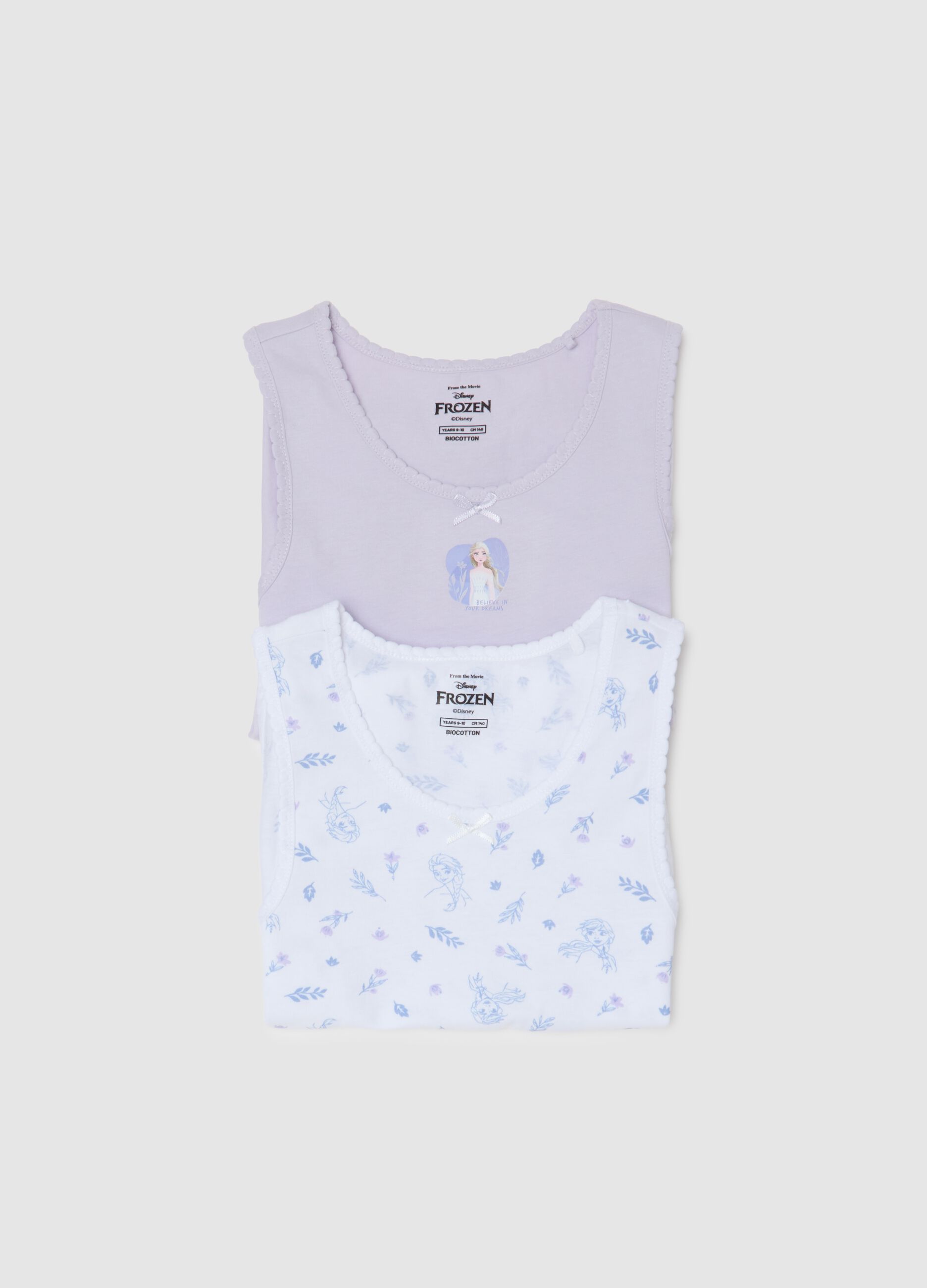 Set bipack canotte da bambina in puro cotone multicolor regular fit
