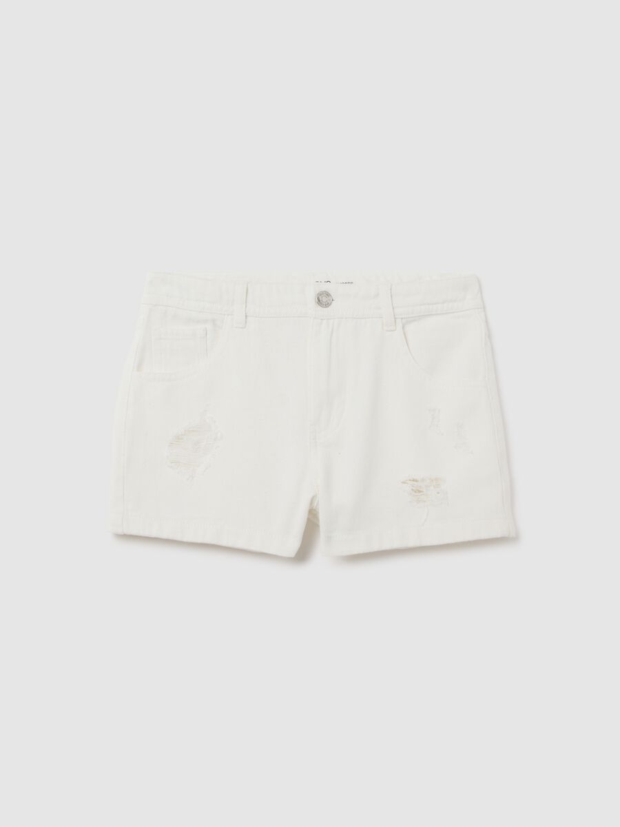 Girls' white pure cotton shorts regular fit_0