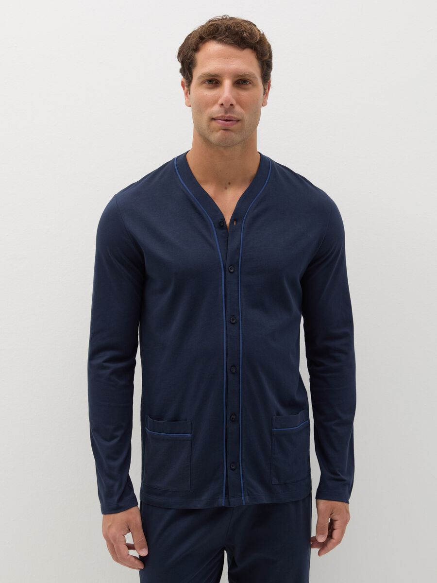 Cotton pyjamas with contrasting piping_1