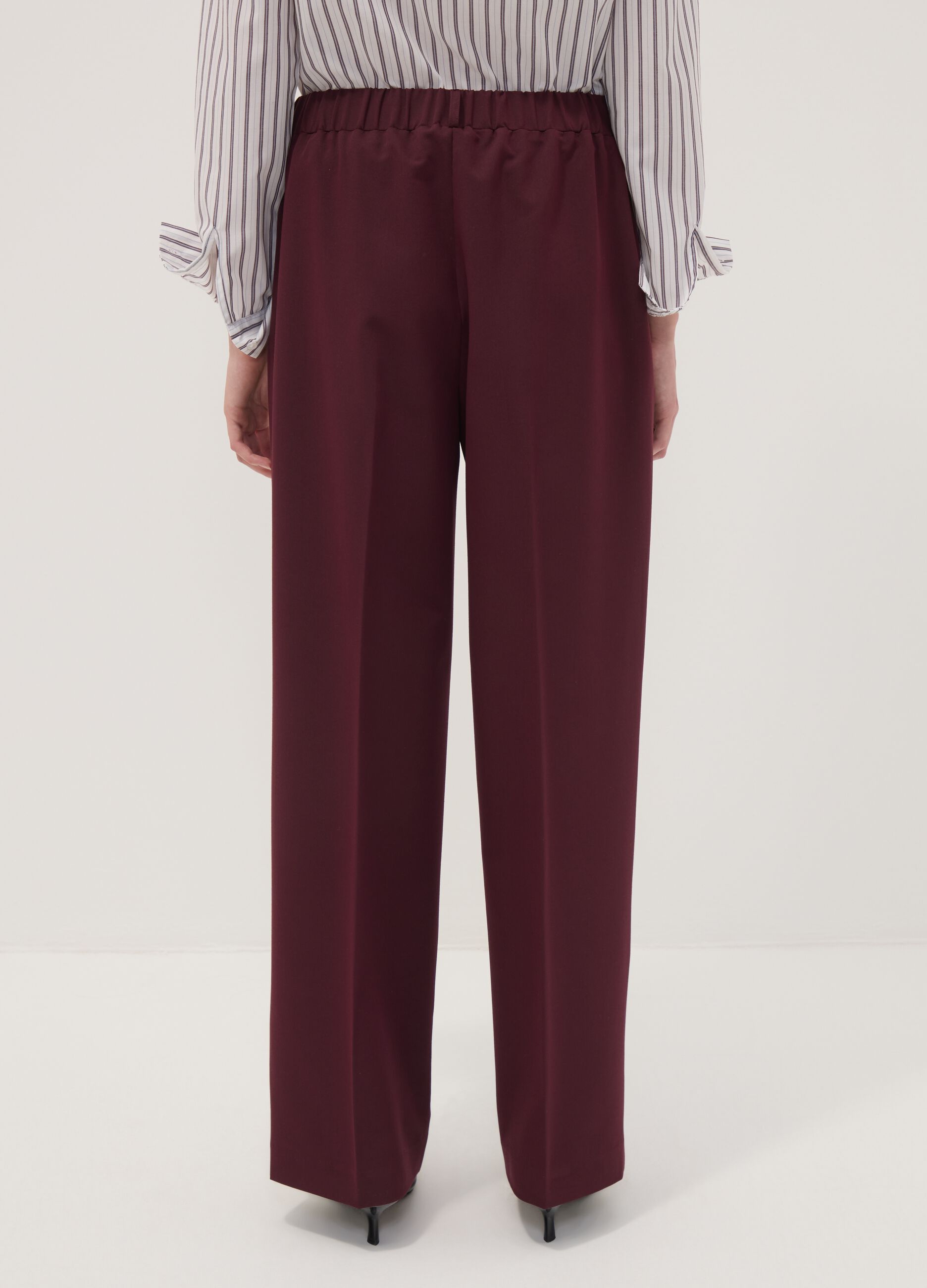 Purple stretch viscose straight-leg trousers