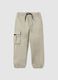 Children's stretch cotton beige cargo trousers_0