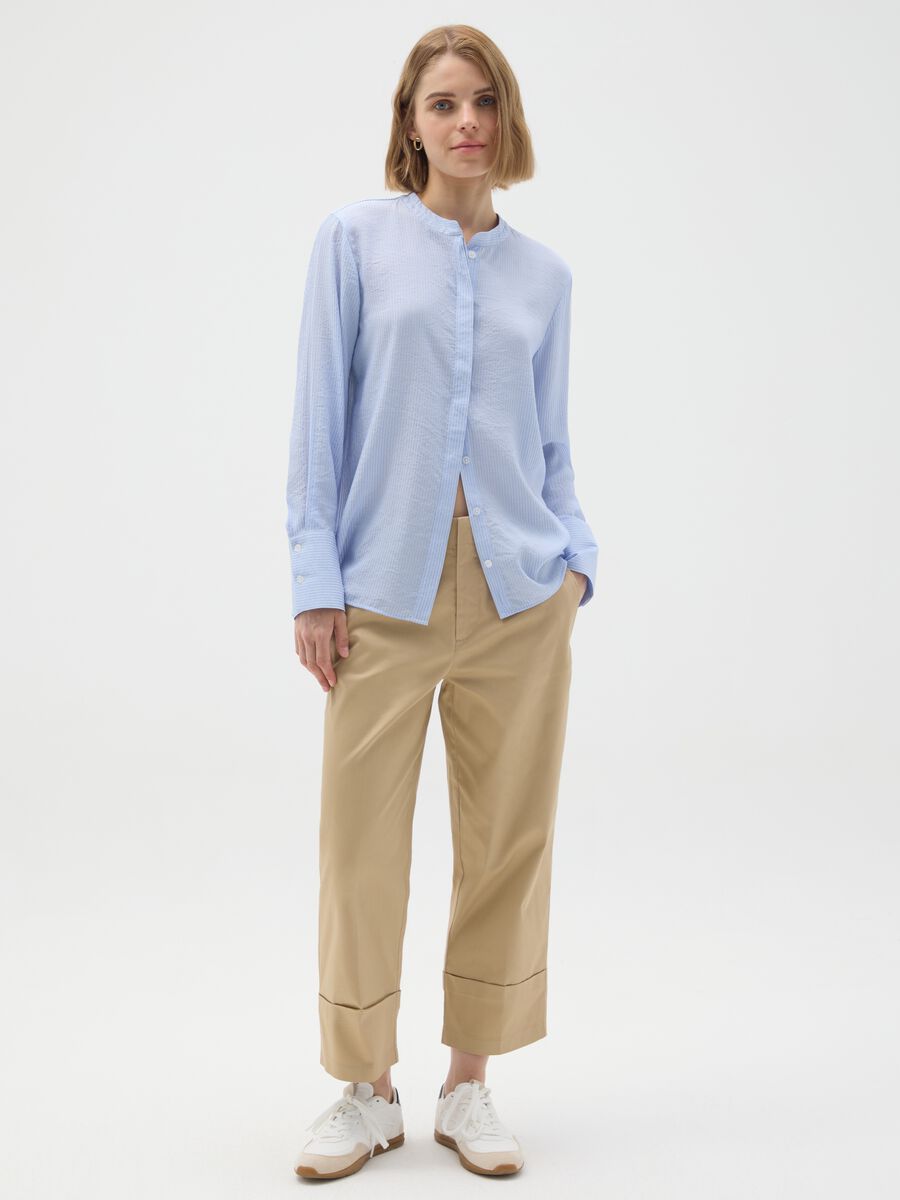 Camicia in misto azzurra regular fit_1
