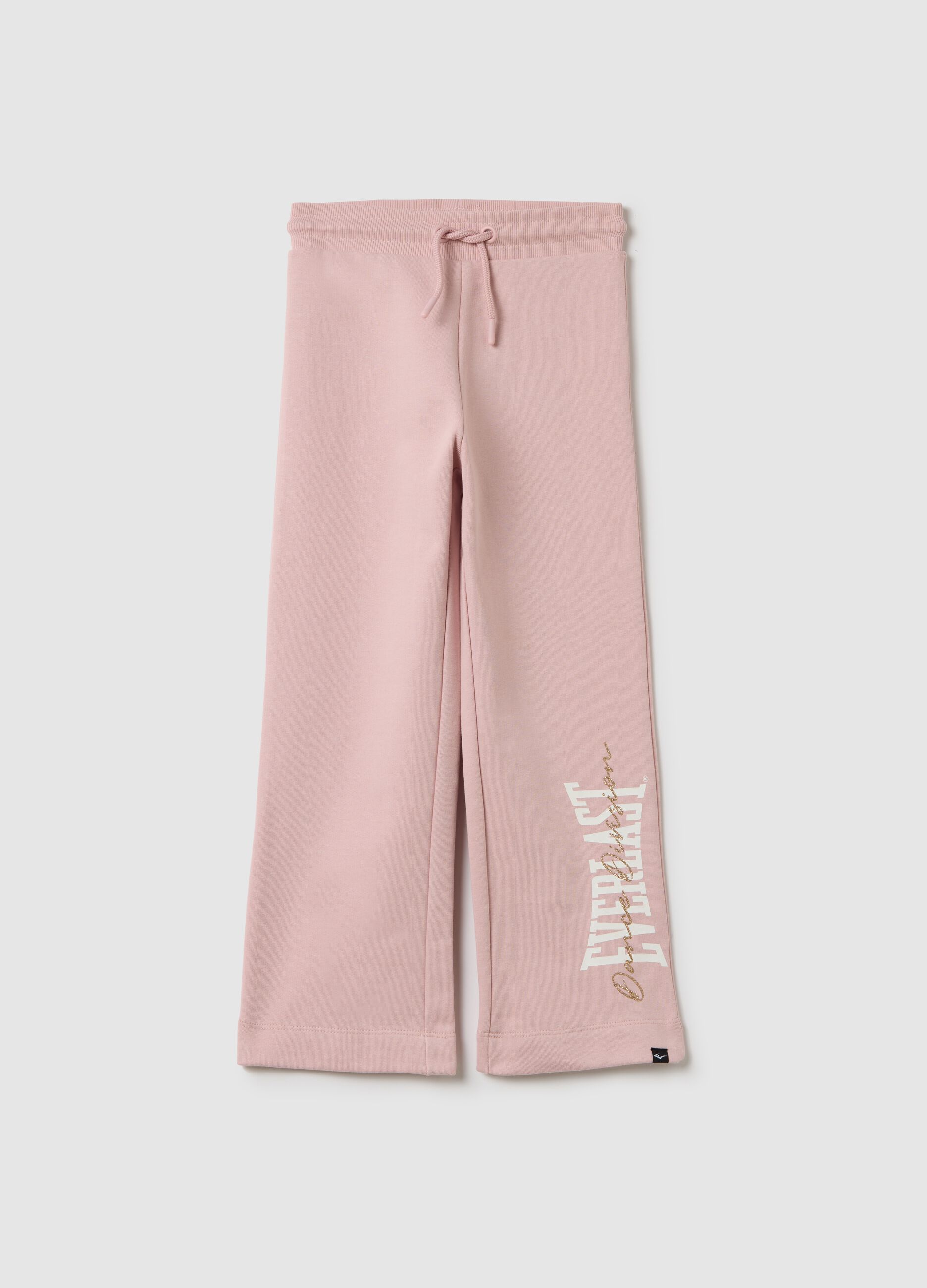 Pink joggers with drawstring and logo print with glitter details
