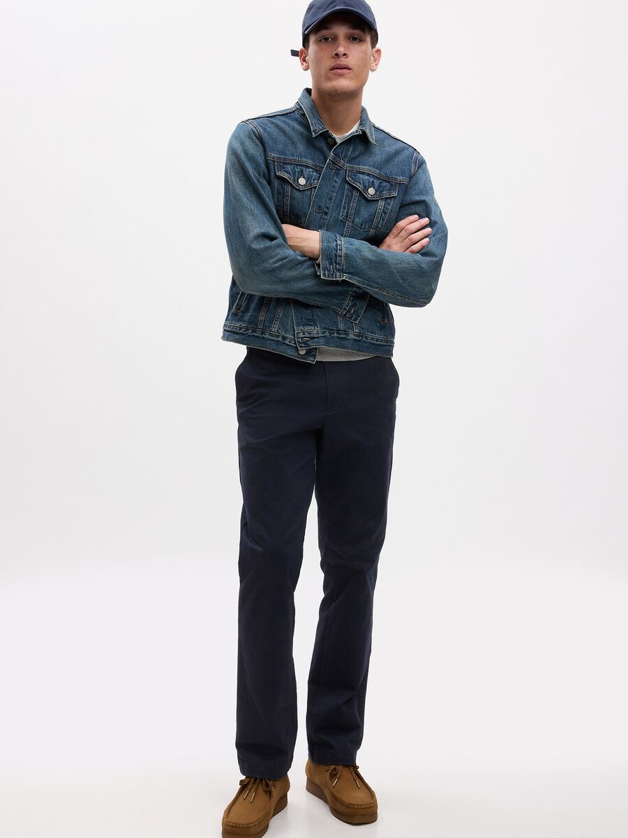 Straight-fit trousers in stretch cotton_0
