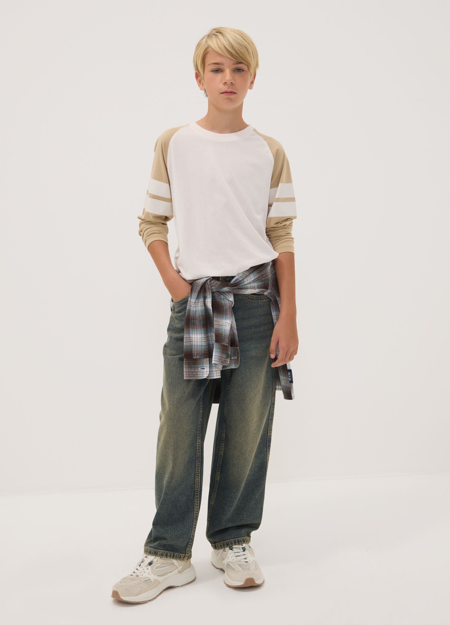 Blue pure cotton skater-fit jeans