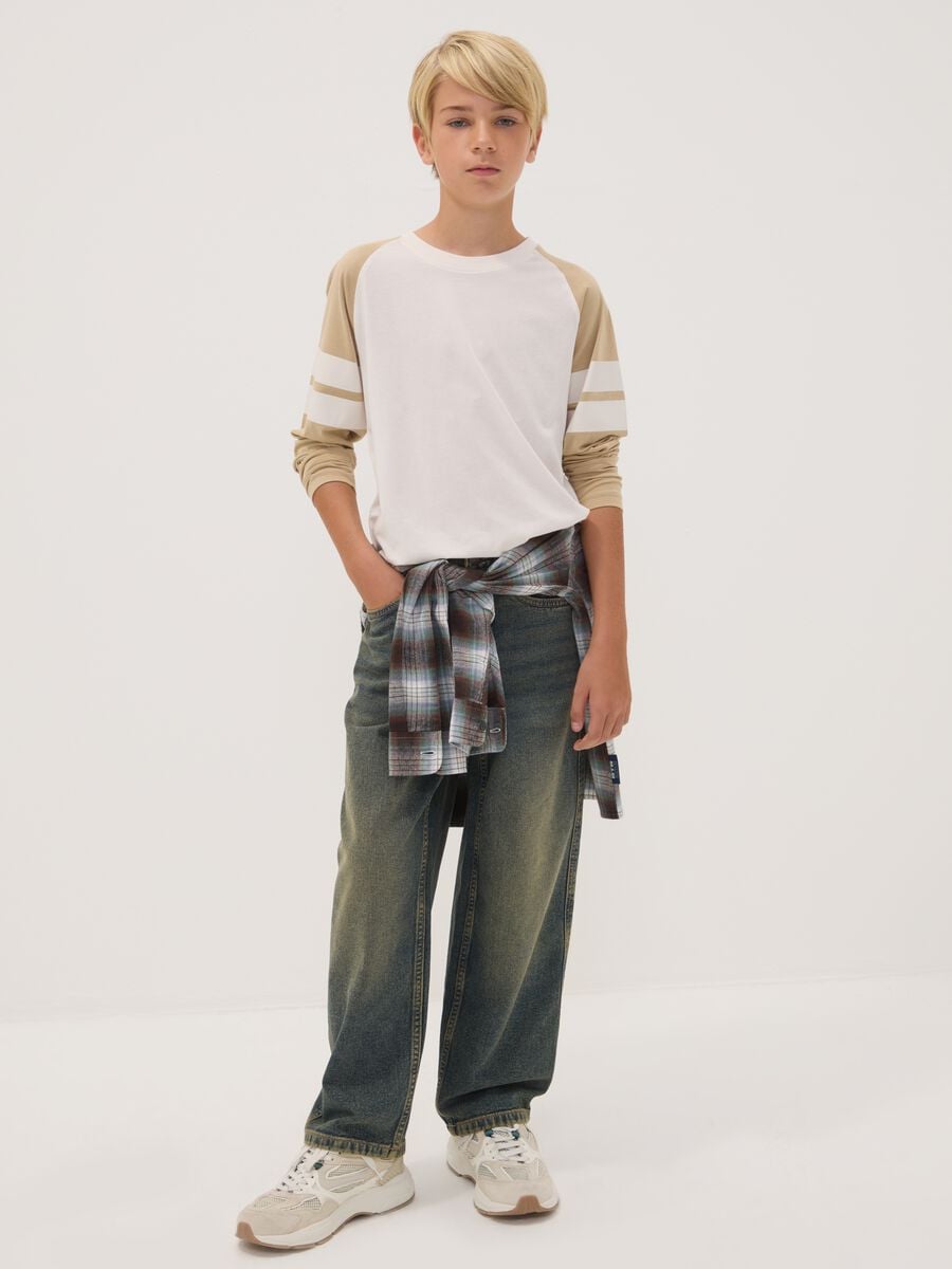 Blue pure cotton skater-fit jeans_0