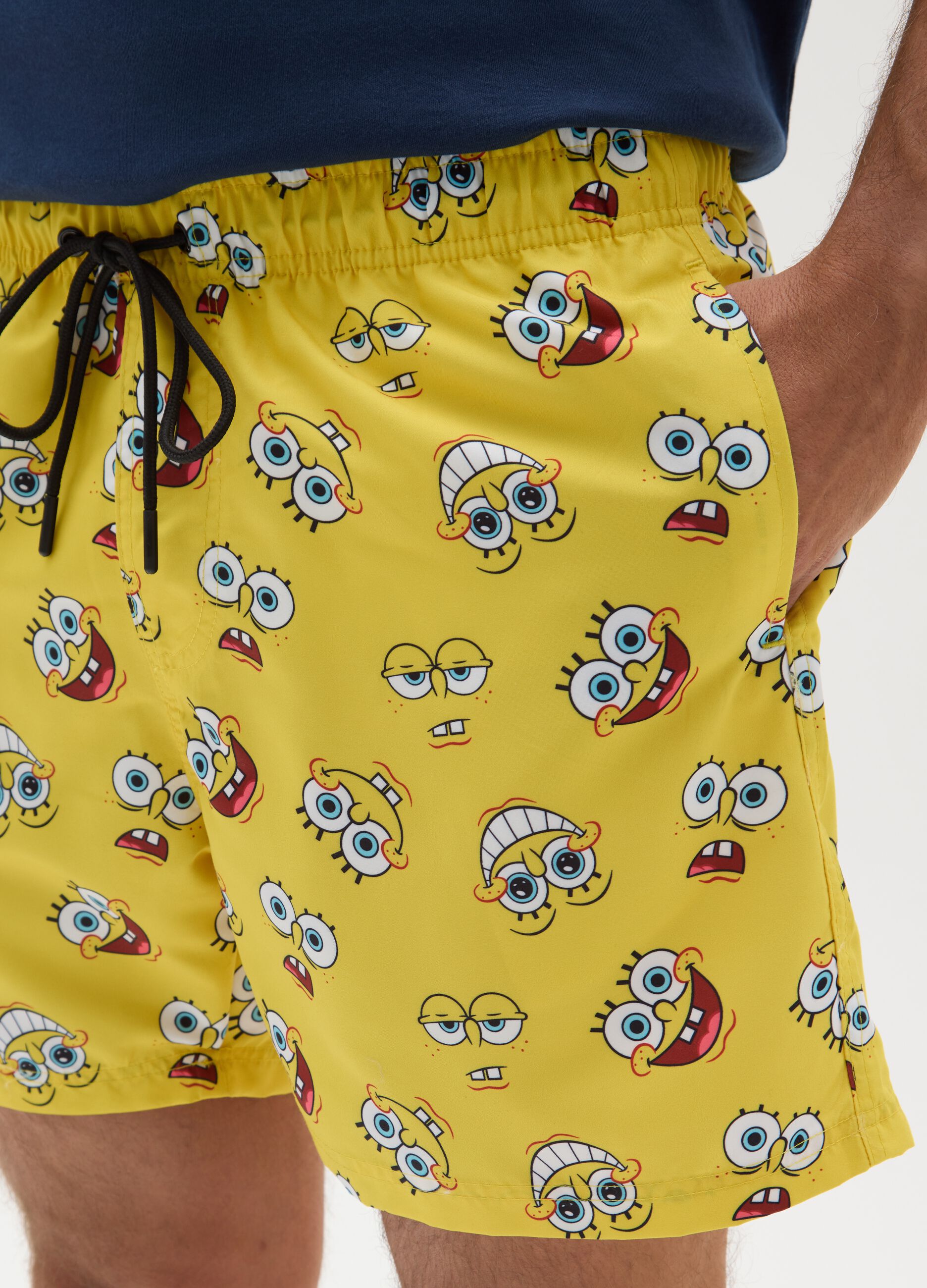 Yellow Kids' Fabric Shorts with Spongebob