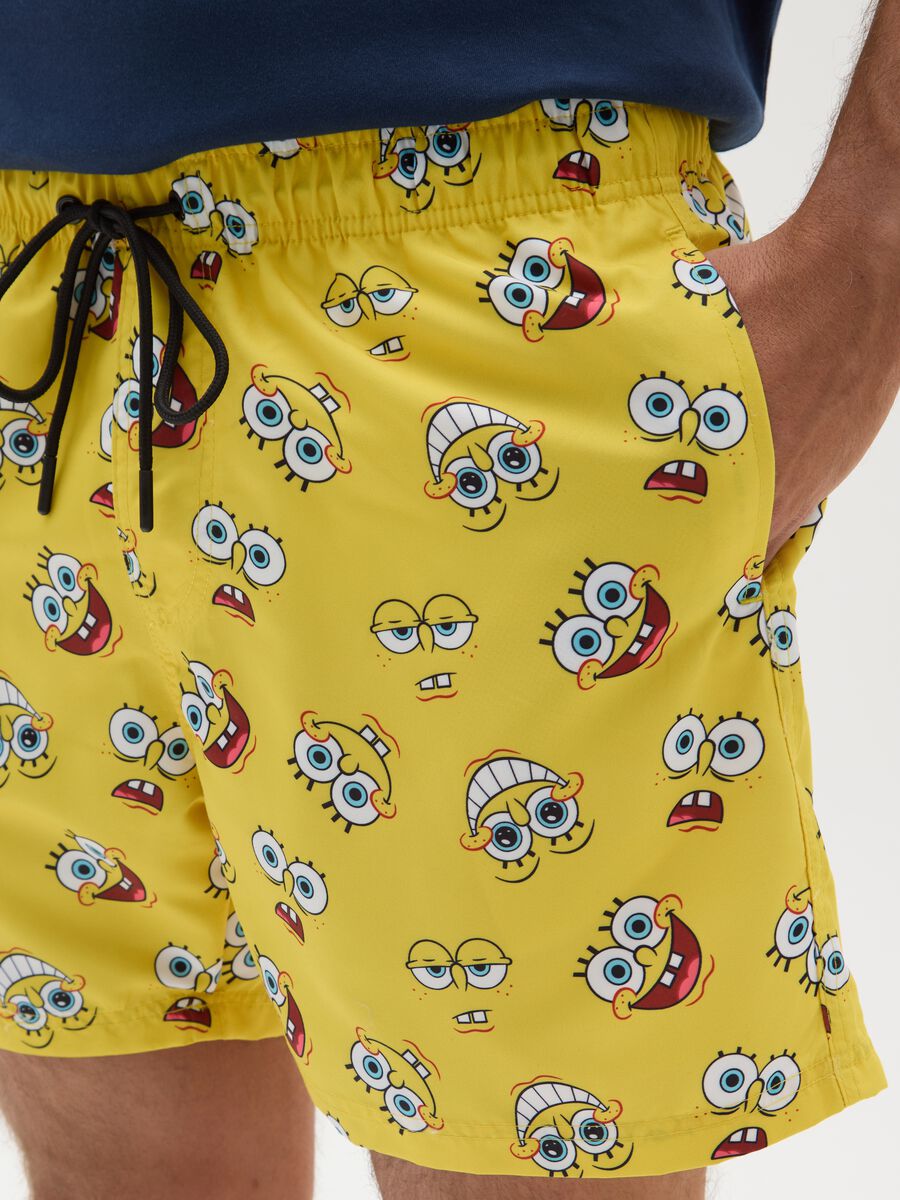 Yellow Kids' Fabric Shorts with Spongebob_2