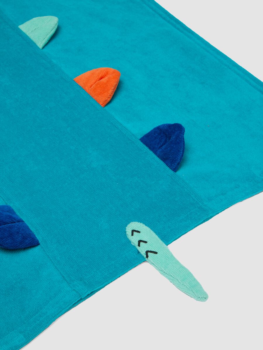 Blue organic cotton hooded poncho_2