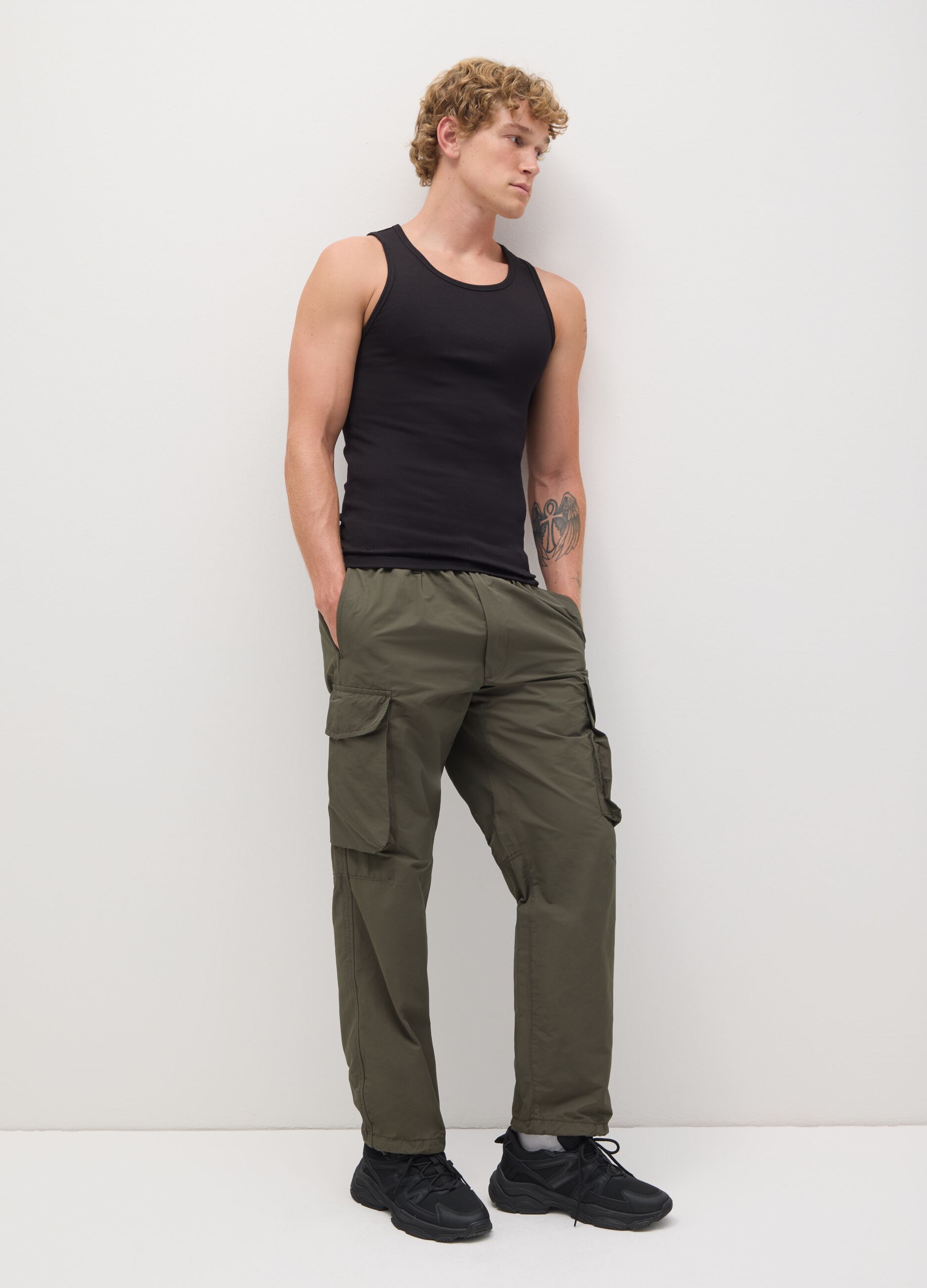 Men's Black Fitted Stretch Cotton Vest