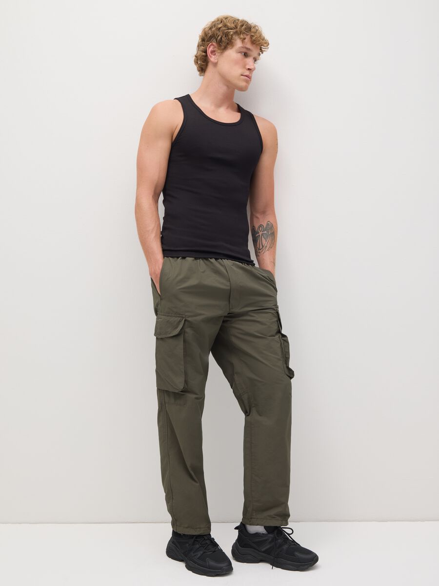 Men's Black Fitted Stretch Cotton Vest_1