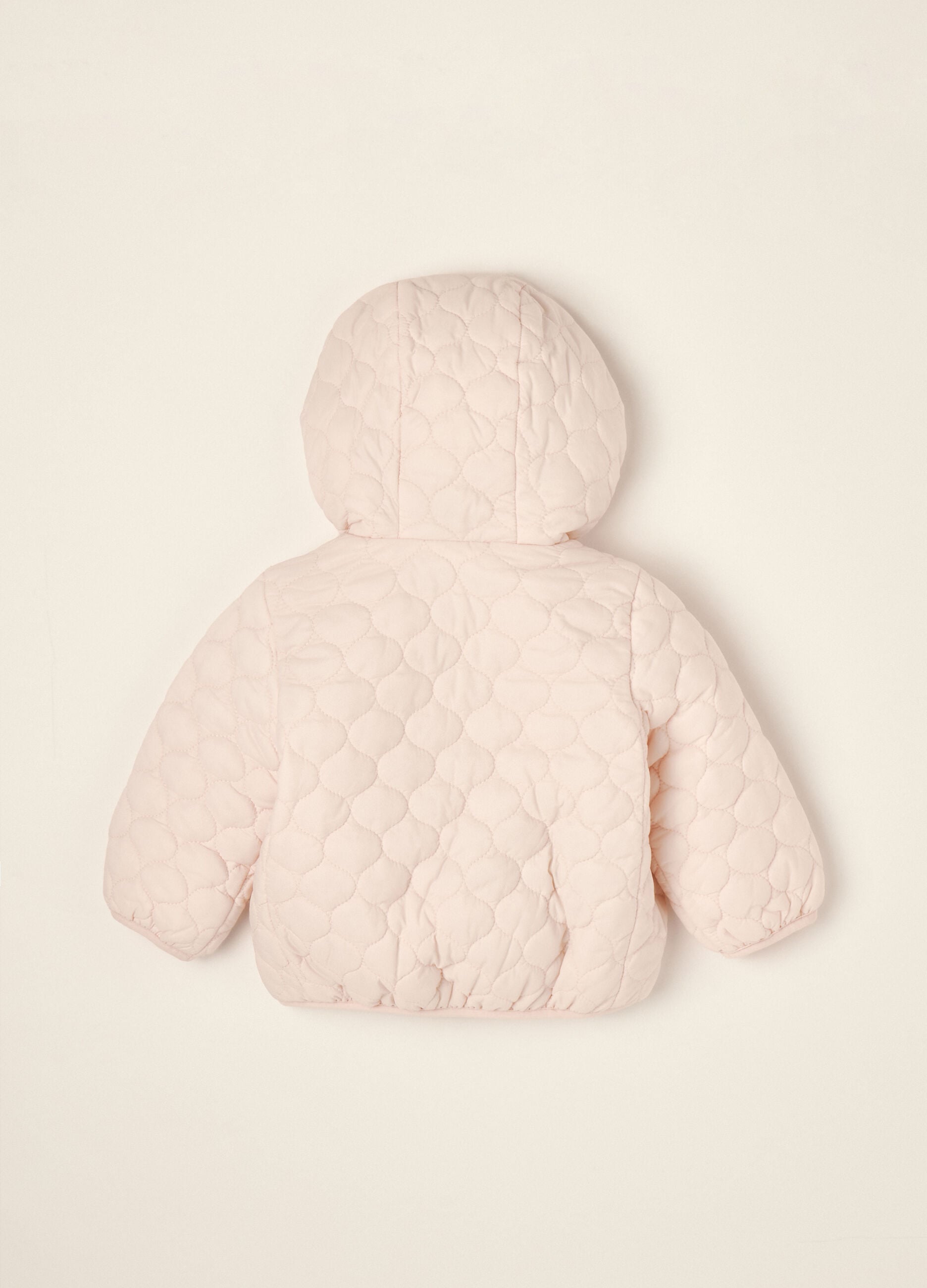 Pink quilted hooded jacket with little ears