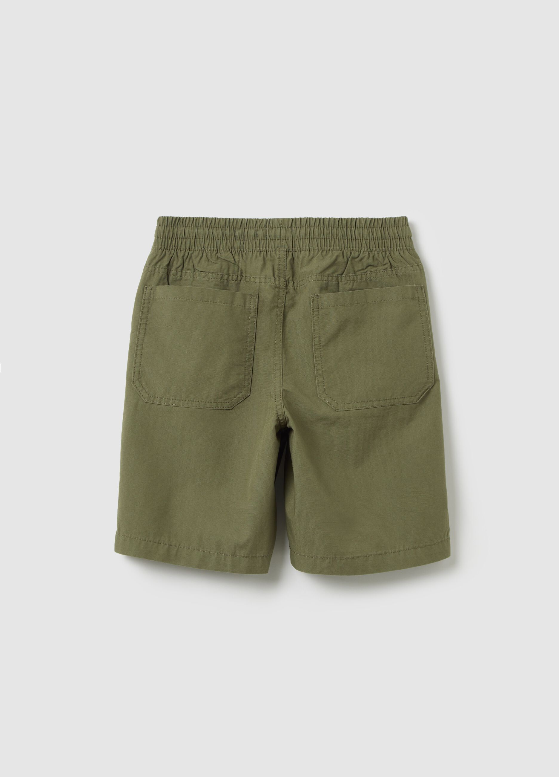 Shorts da ragazzo in puro cotone verde regular fit
