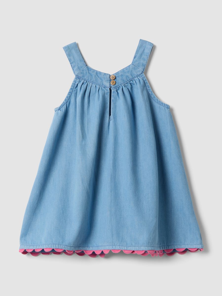 Sky-blue pure cotton dress with floral embroidery_1
