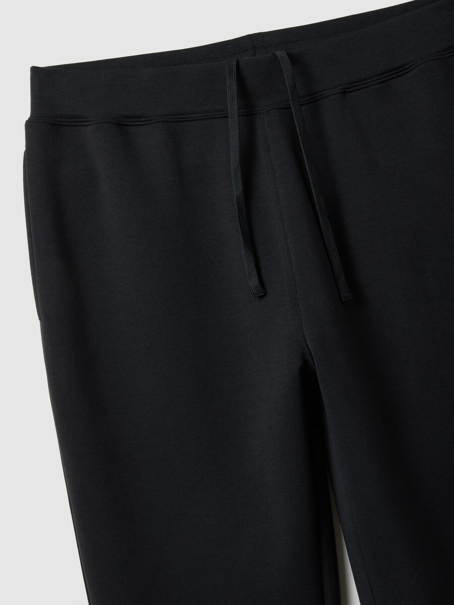 Black Cotton Blend Regular Fit Jogger Trousers_5