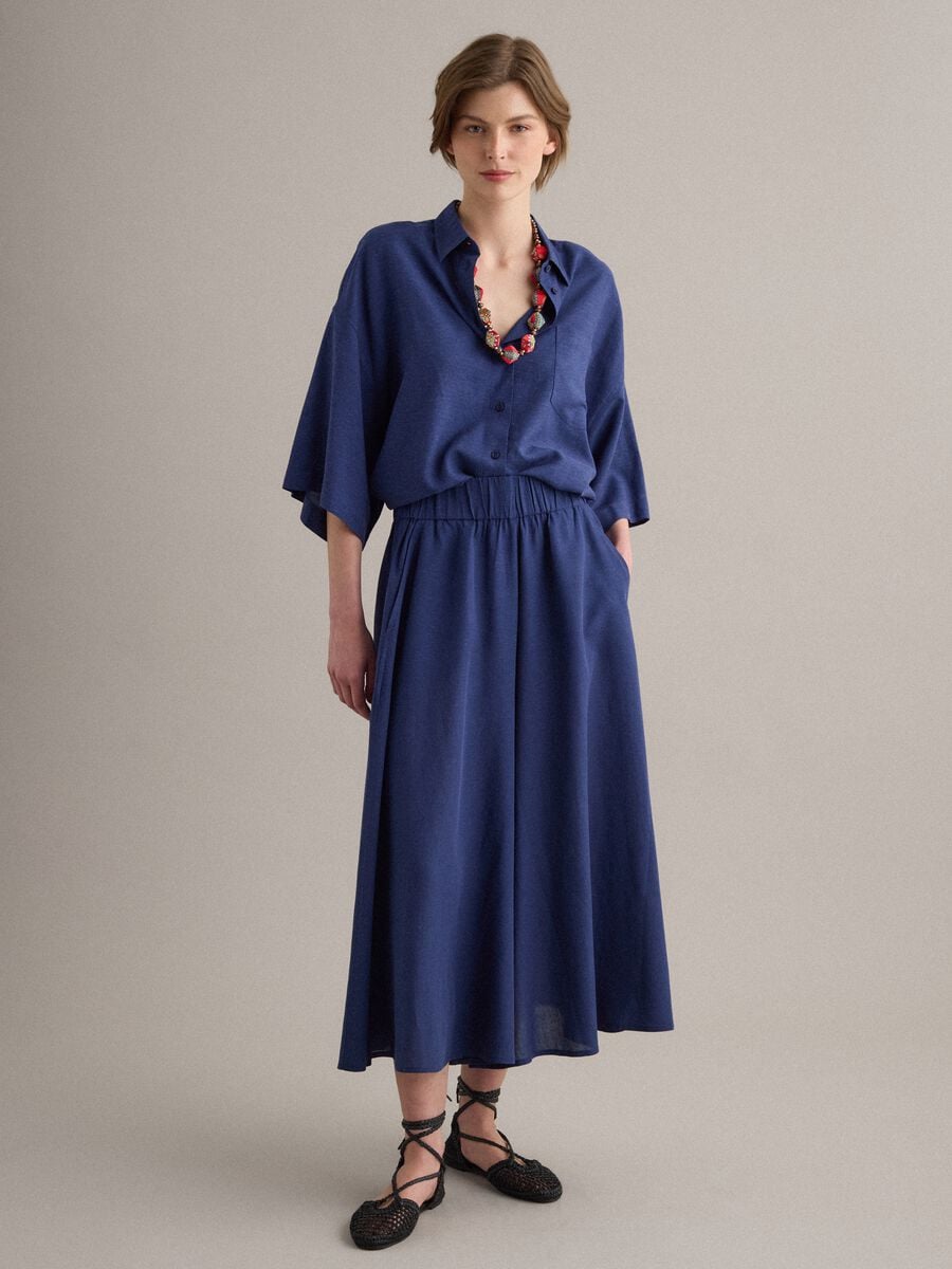 Blue viscose-linen blend overshirt, relaxed fit_2