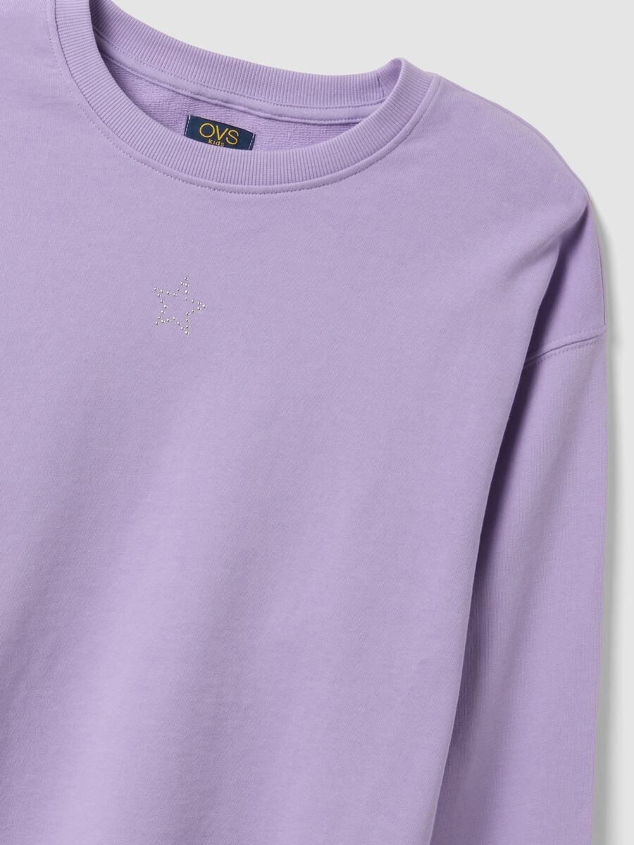 Felpa viola in puro cotone con stella per ragazza relaxed fit_2