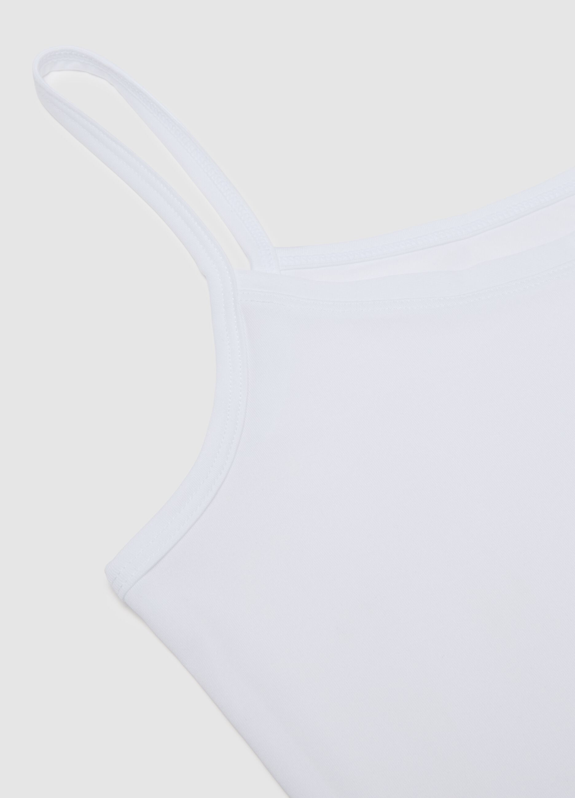 White Stretch Fabric Top Regular Fit