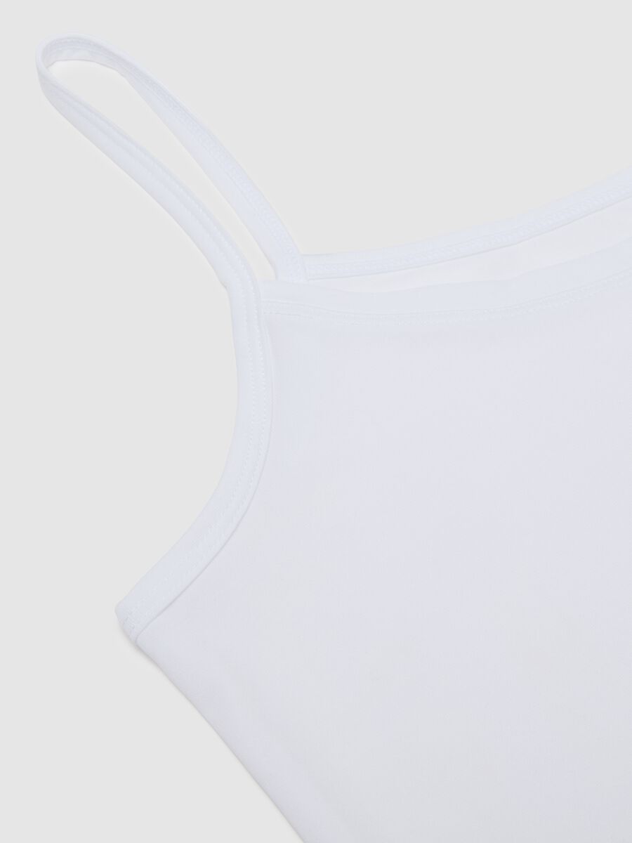 White Stretch Fabric Top Regular Fit_1
