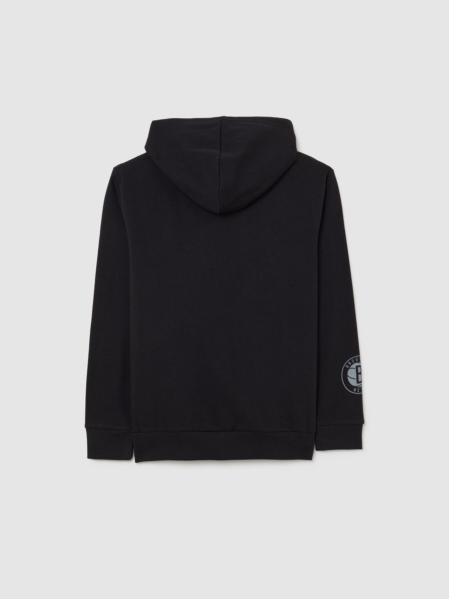 Felpa da ragazzo in misto cotone nera regular fit con cappuccio_1