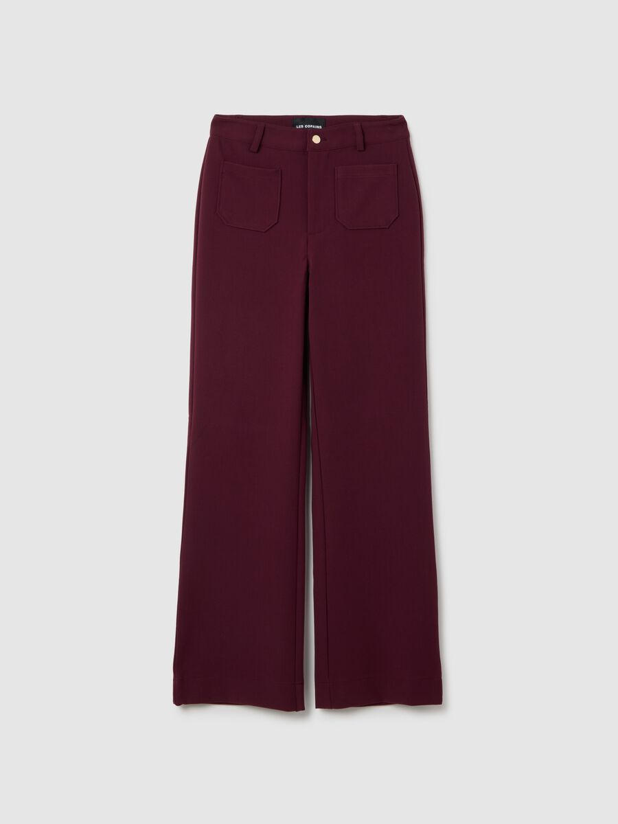 Pantaloni viola a gamba larga_0